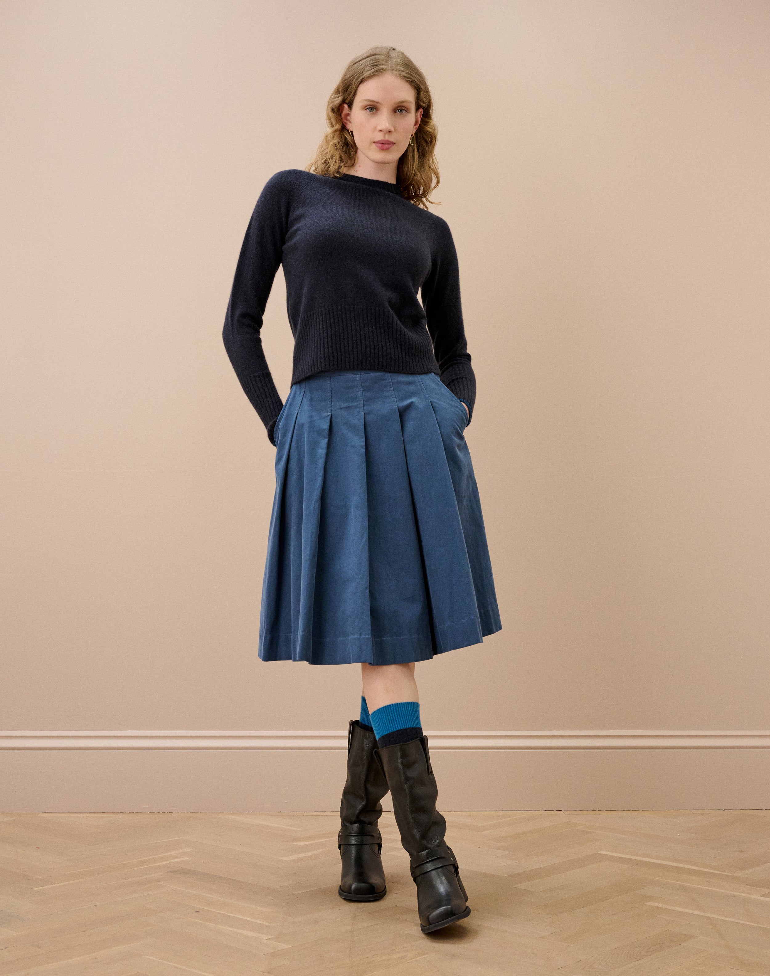 Needlecord Pleated Skirt