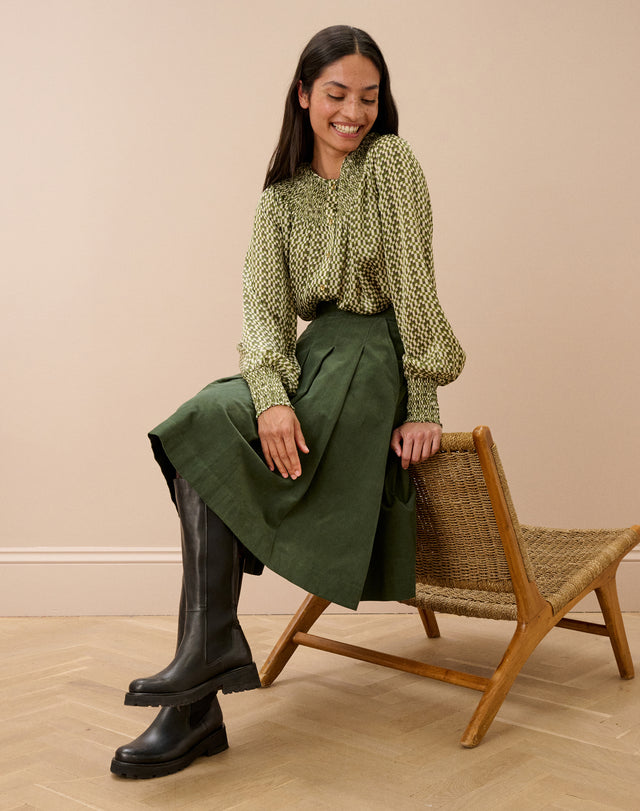 Needlecord Pleated Skirt