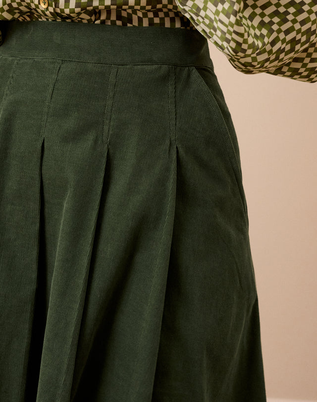 Needlecord Pleated Skirt