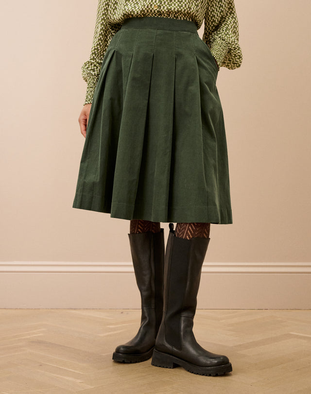 Needlecord Pleated Skirt