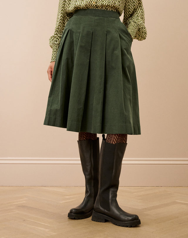 Needlecord Pleated Skirt