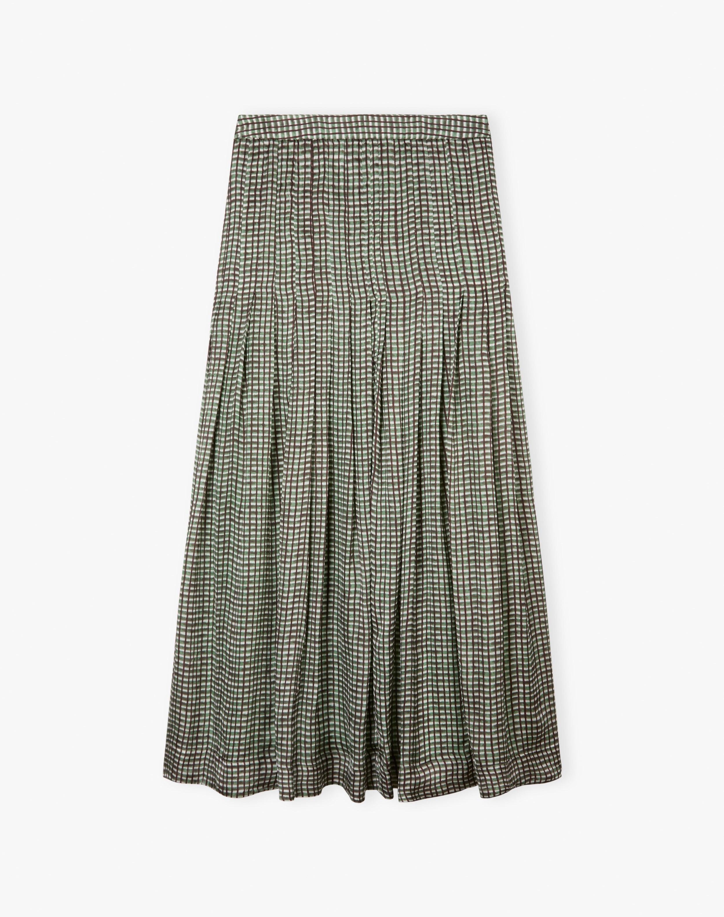 Graphic Check Pleated Skirt