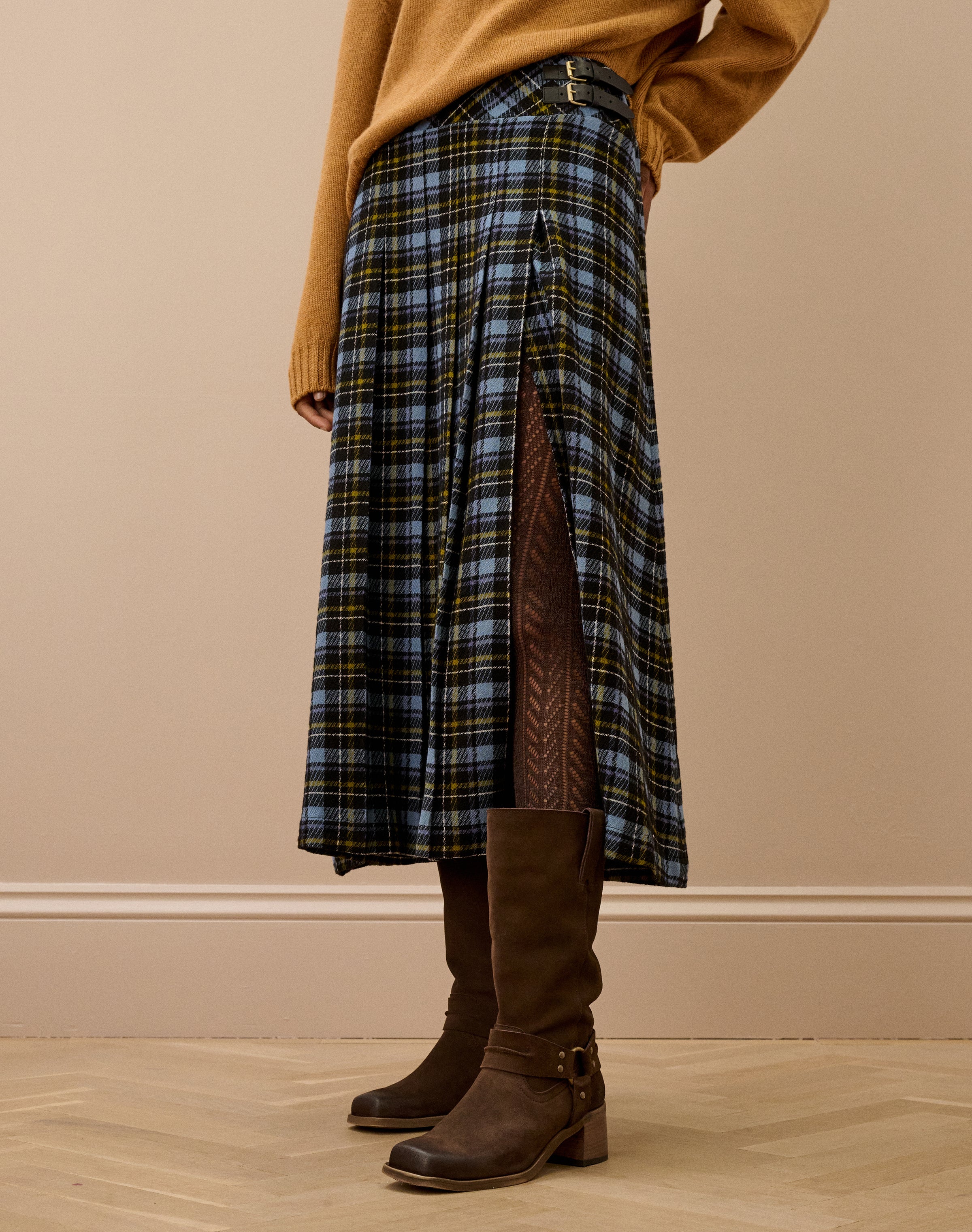 Plaid Side Split Kilt