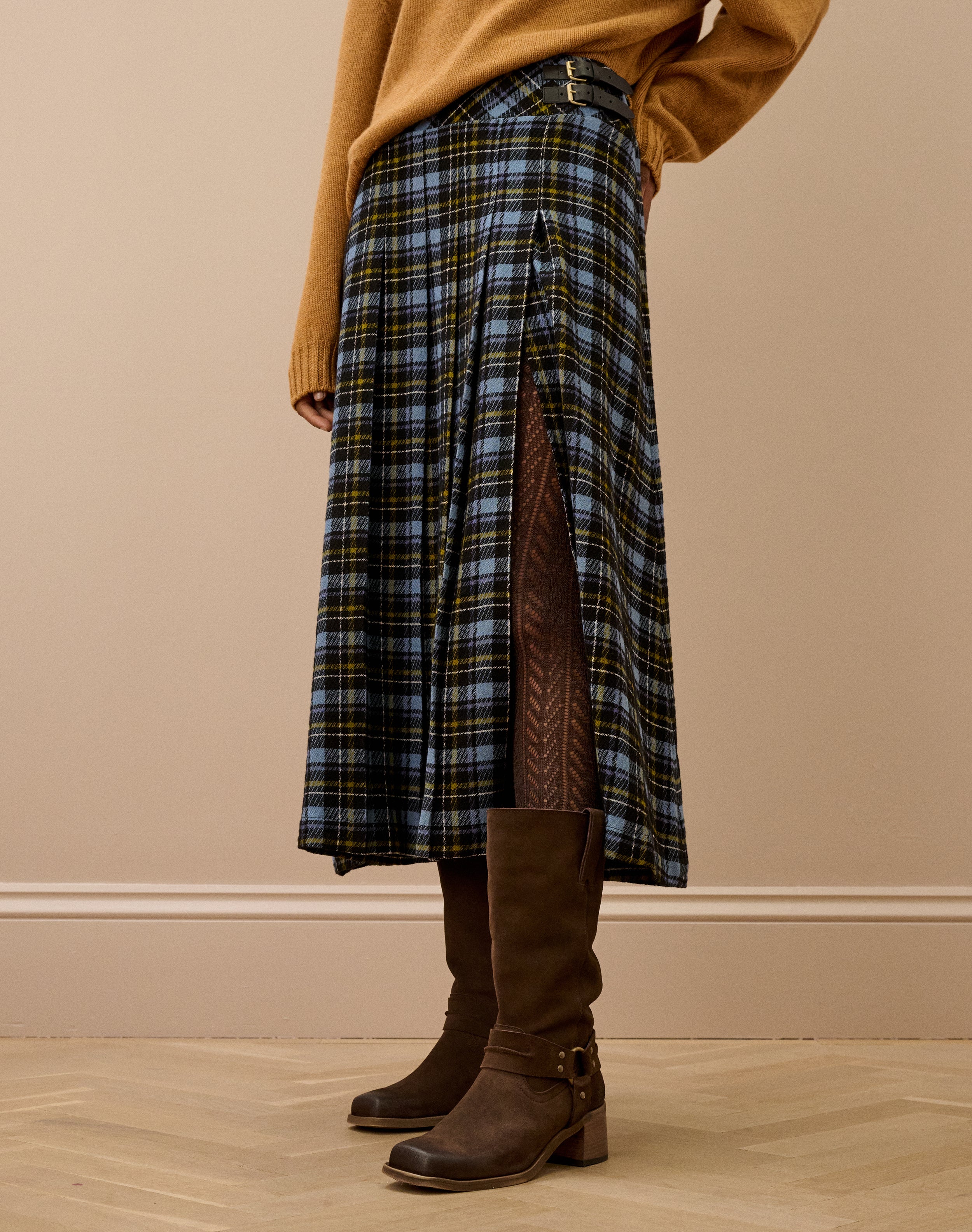 Plaid Side Split Kilt