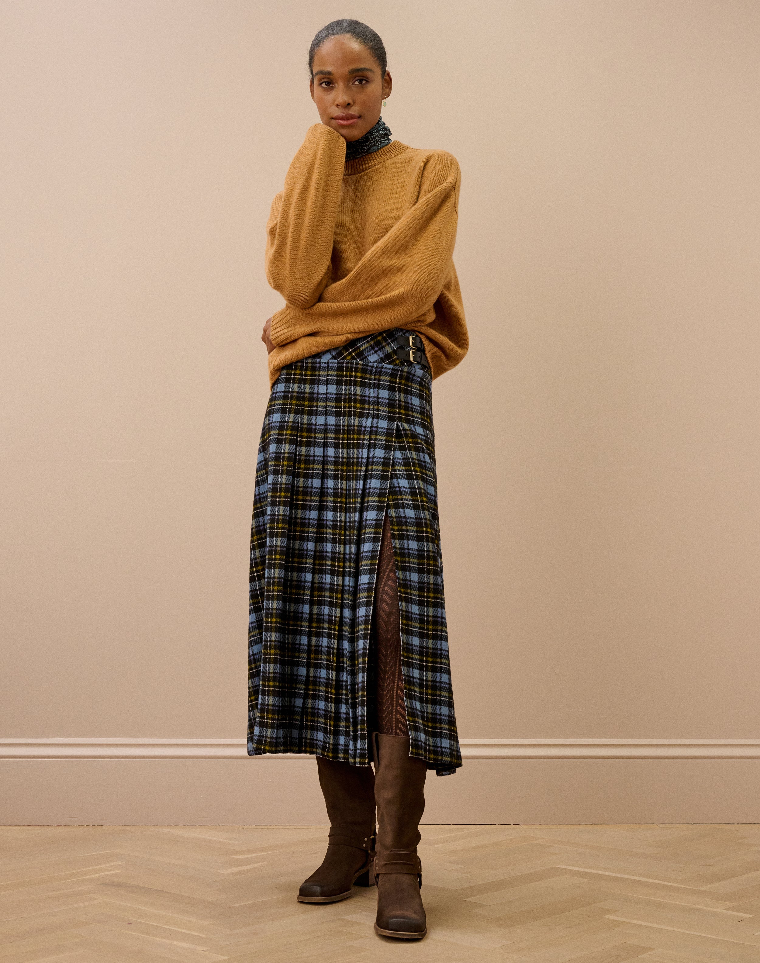Plaid Side Split Kilt