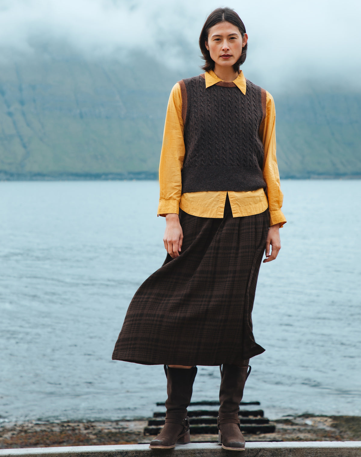 Check Side Split Kilt