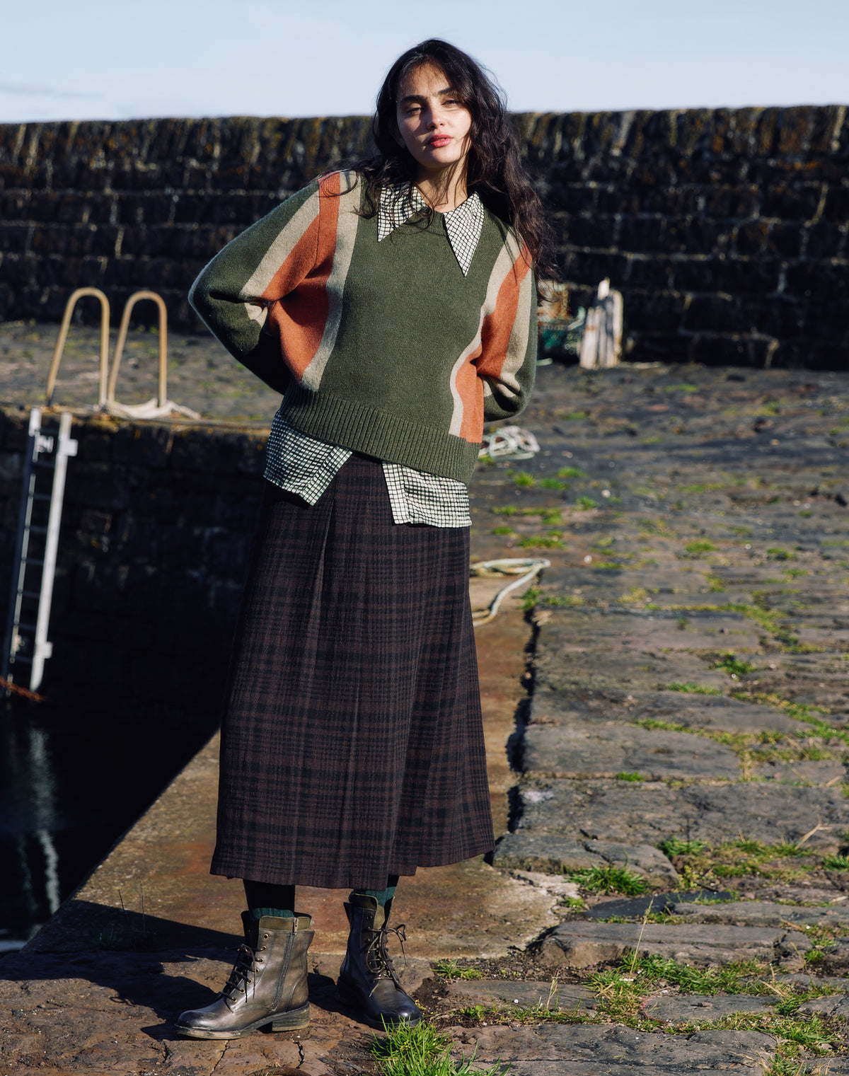 Check Side Split Kilt