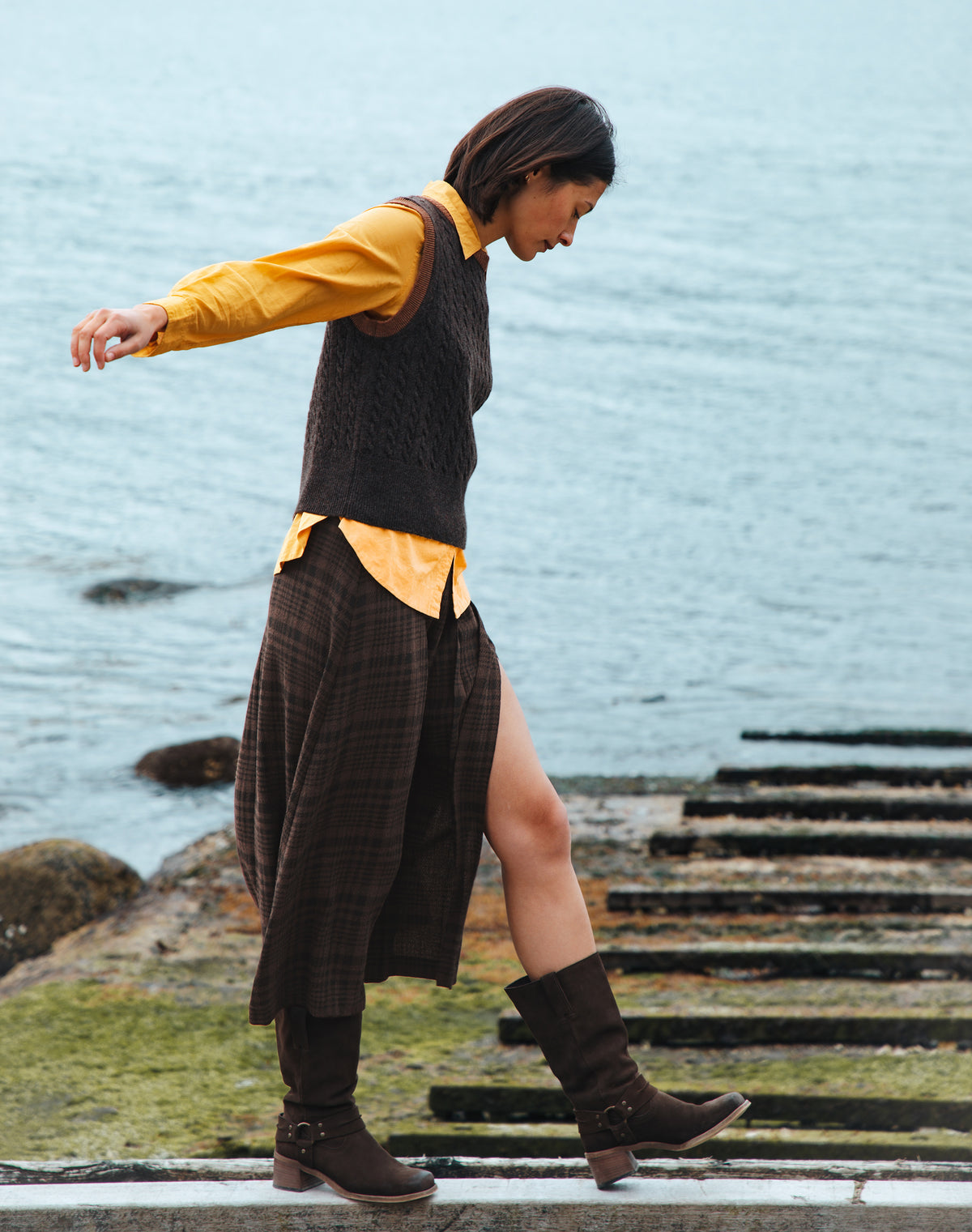 Check Side Split Kilt