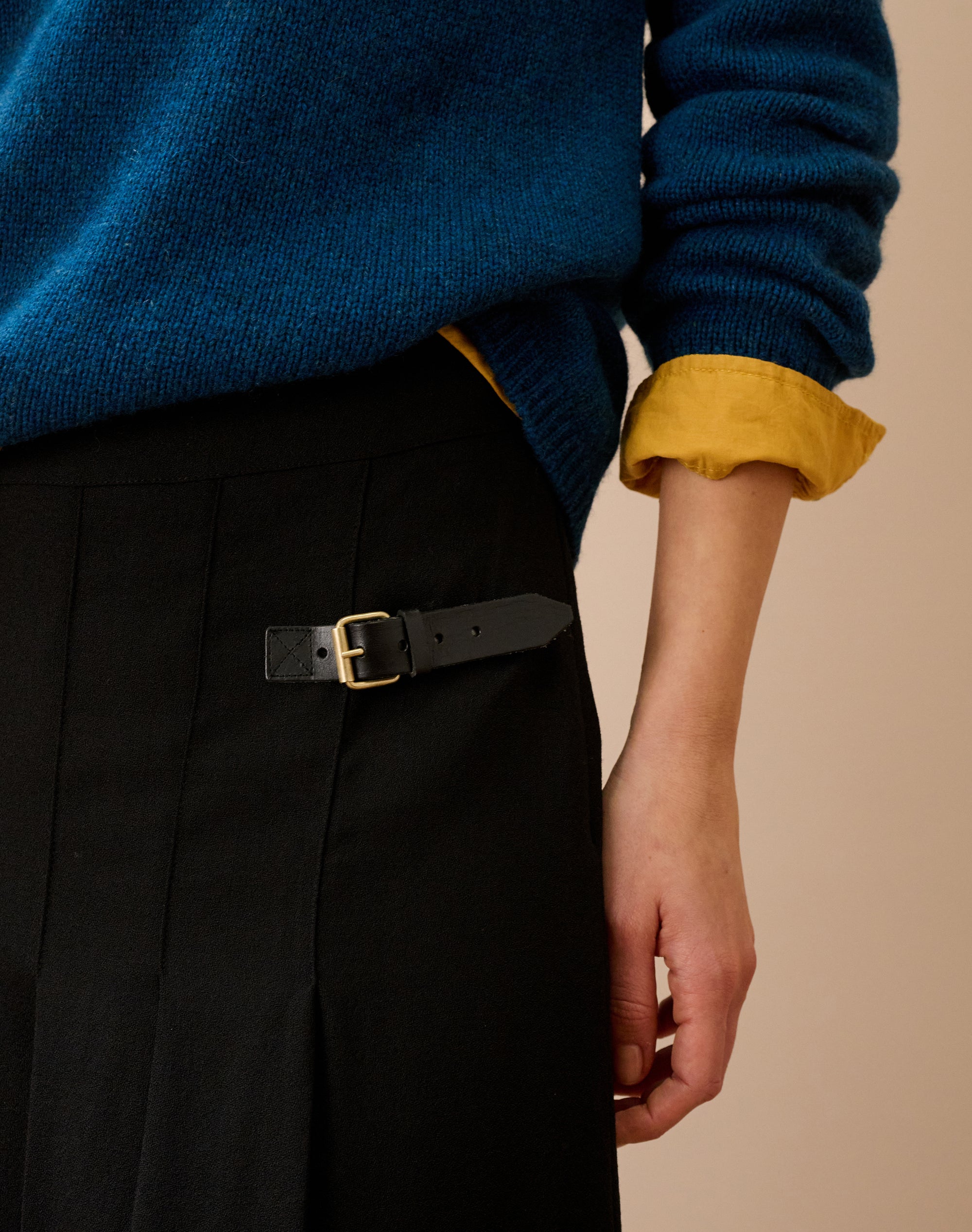 Wool Crepe Side Split Kilt
