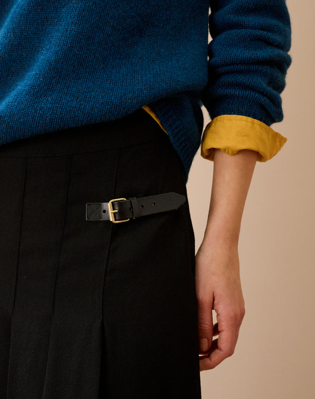 Wool Crepe Side Split Kilt