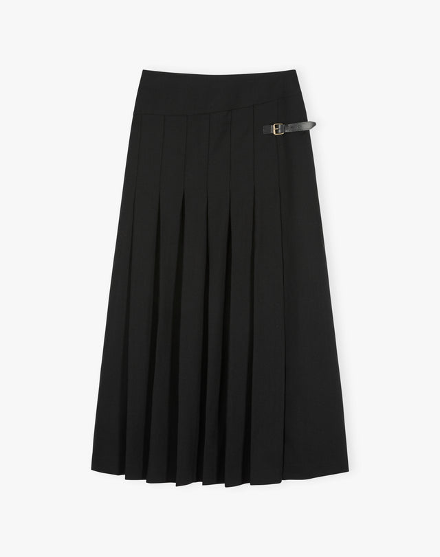 Wool Crepe Side Split Kilt