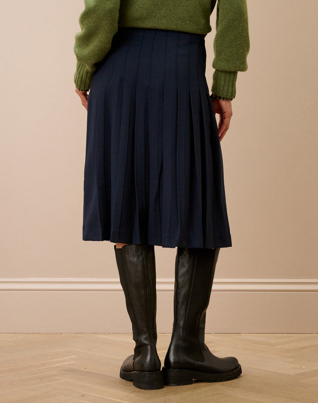 Wool Crepe Fringed Kilt