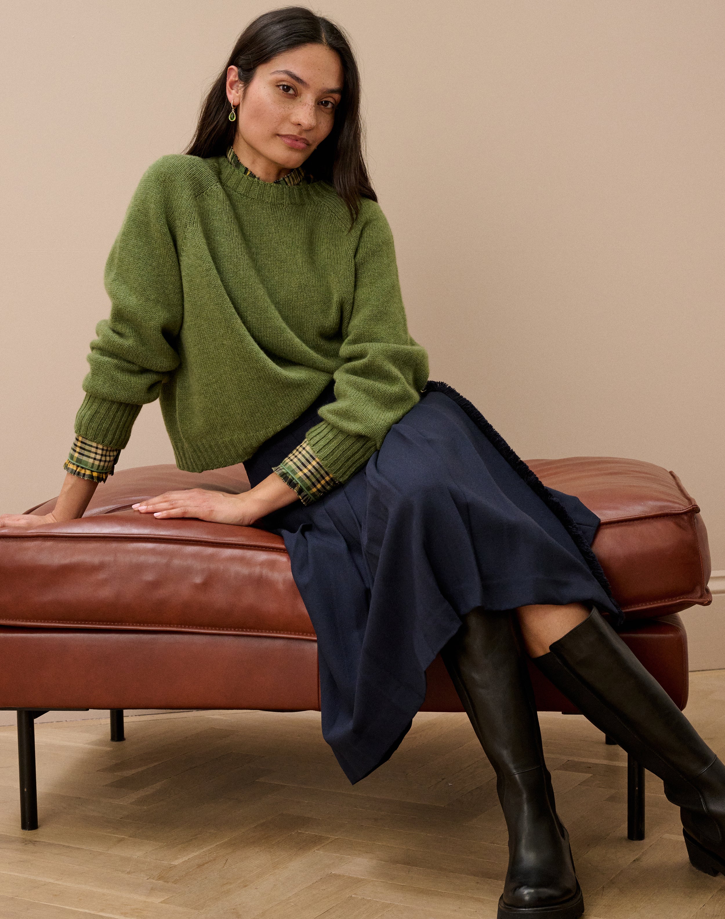 Wool Crepe Fringed Kilt