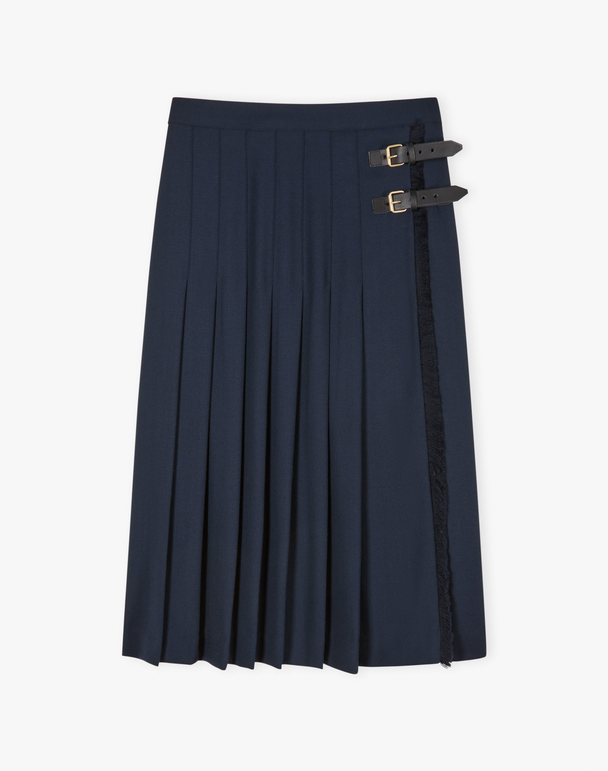 Wool Crepe Fringed Kilt