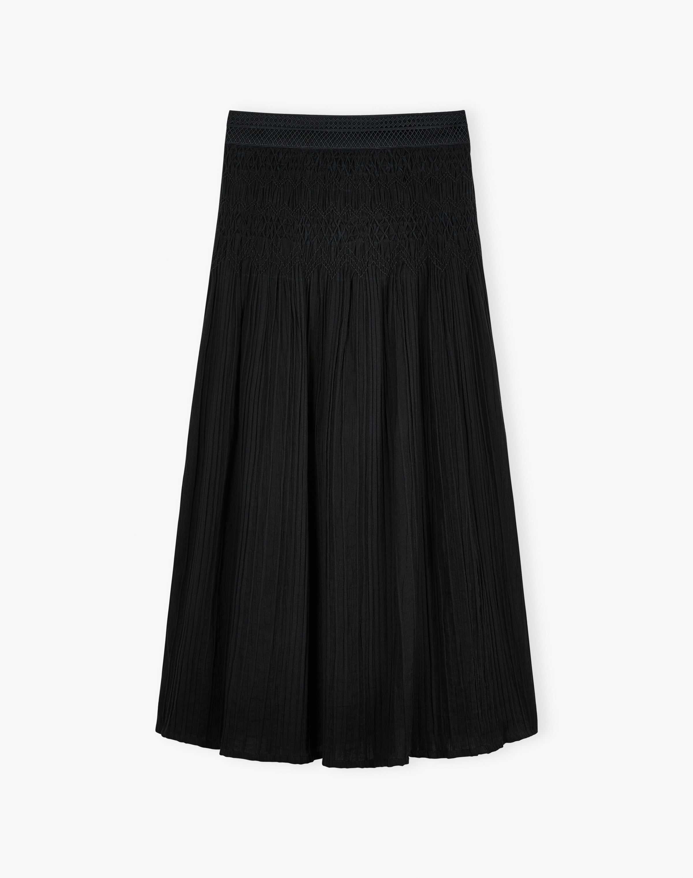 Smock & Lace Trim Textured Skirt