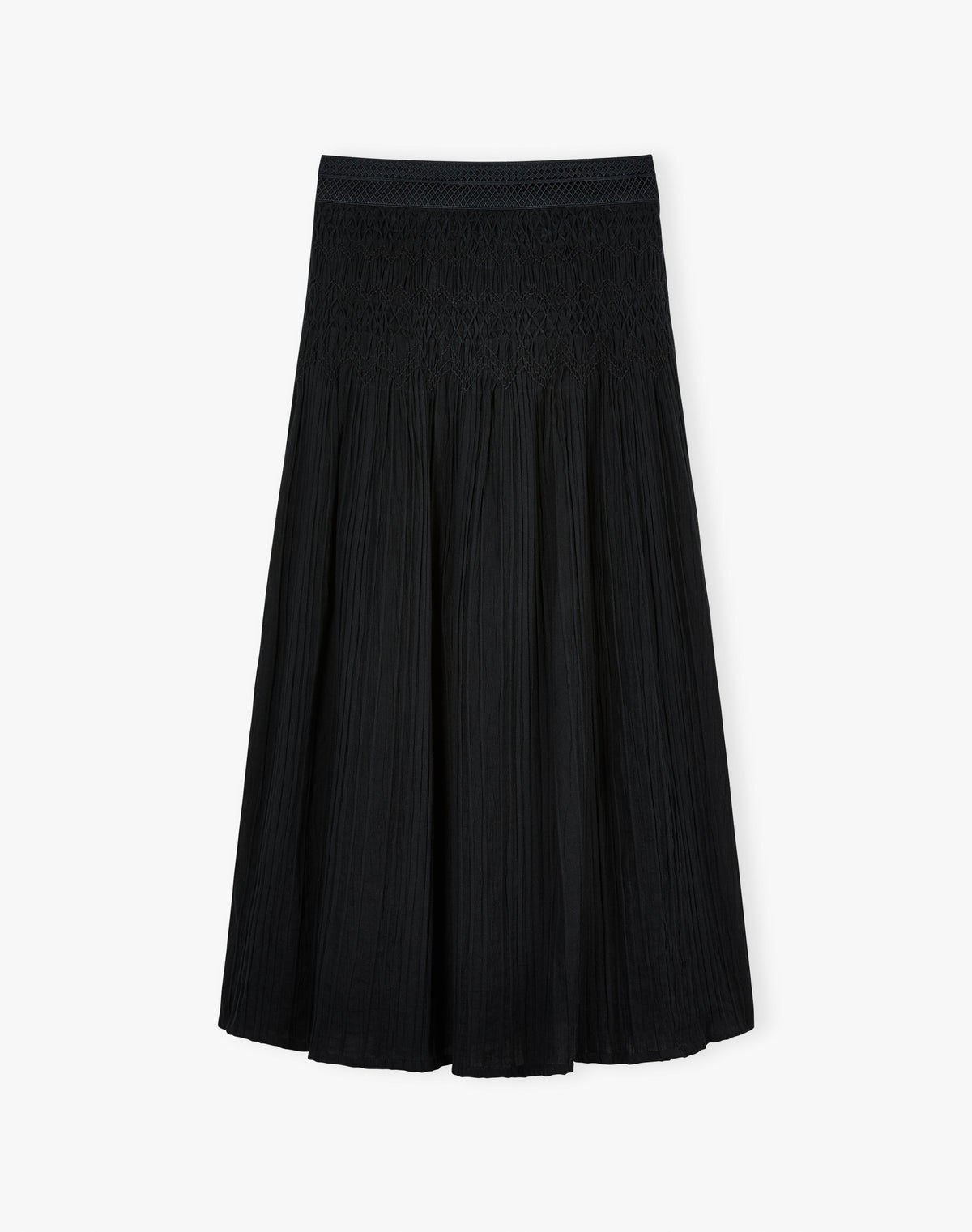 Smock & Lace Trim Textured Skirt