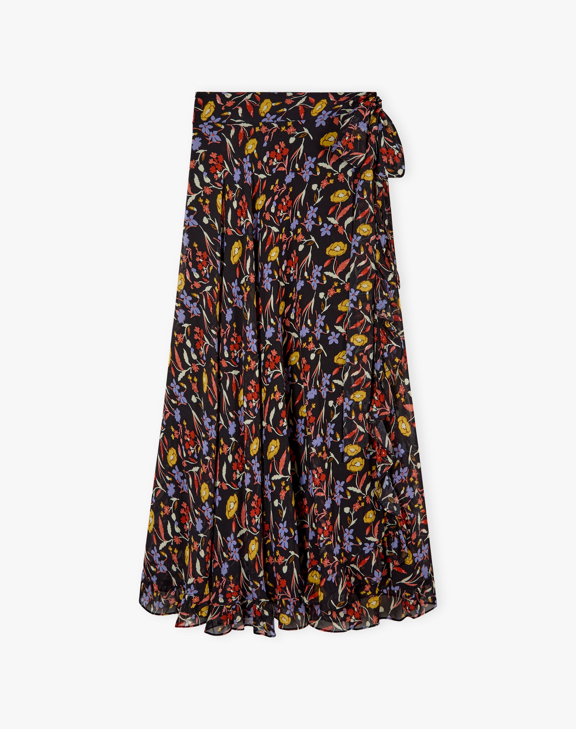 Silk Bouquet Print Wrap Skirt