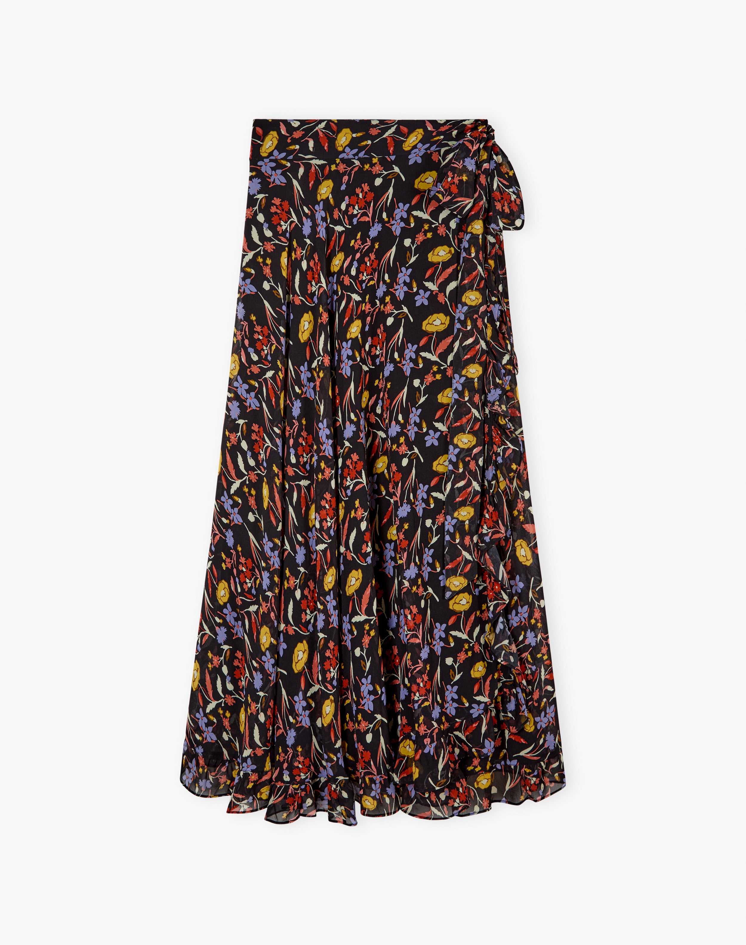 Silk Bouquet Print Wrap Skirt