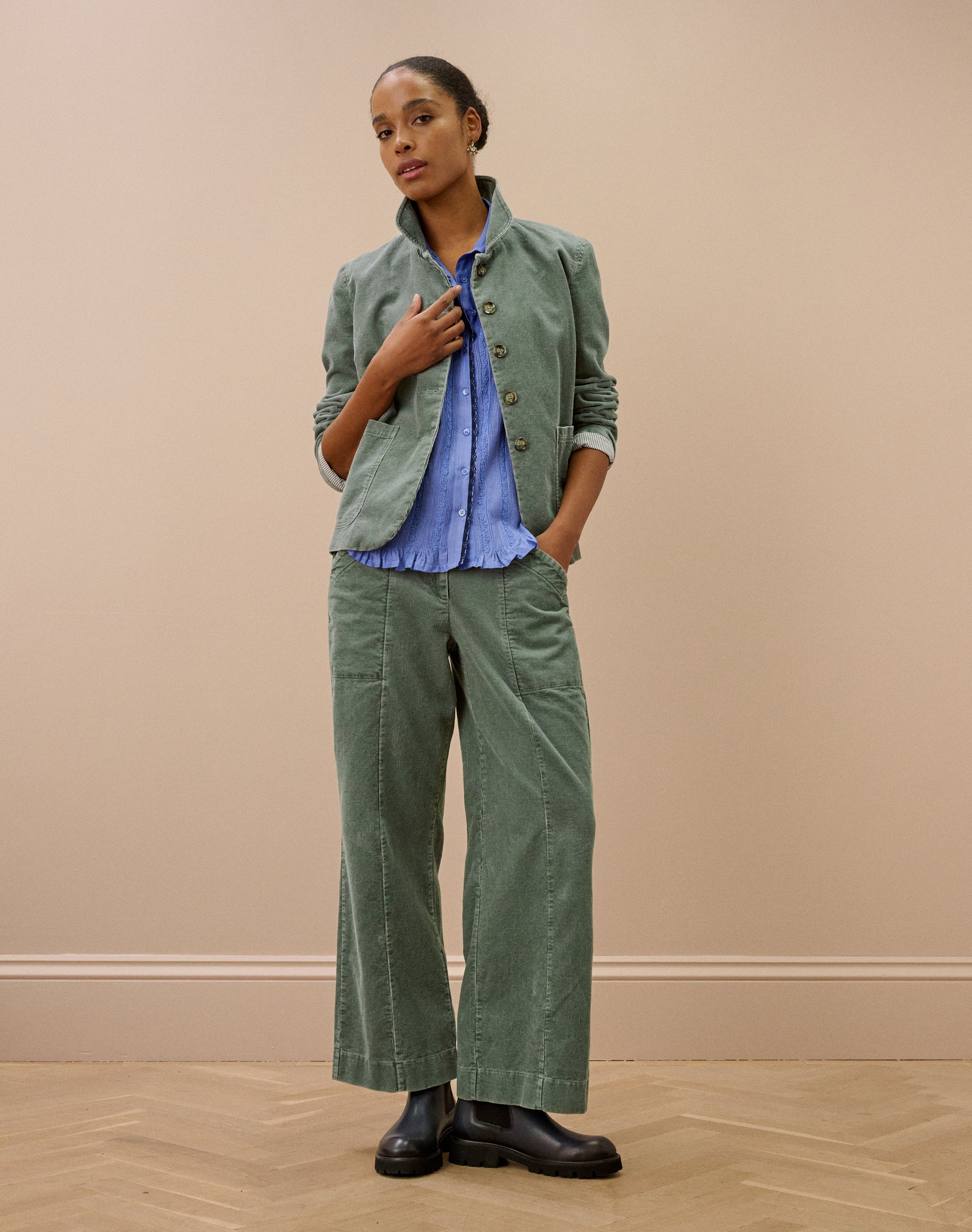 Laundered Organic Cord Pull On Trousers