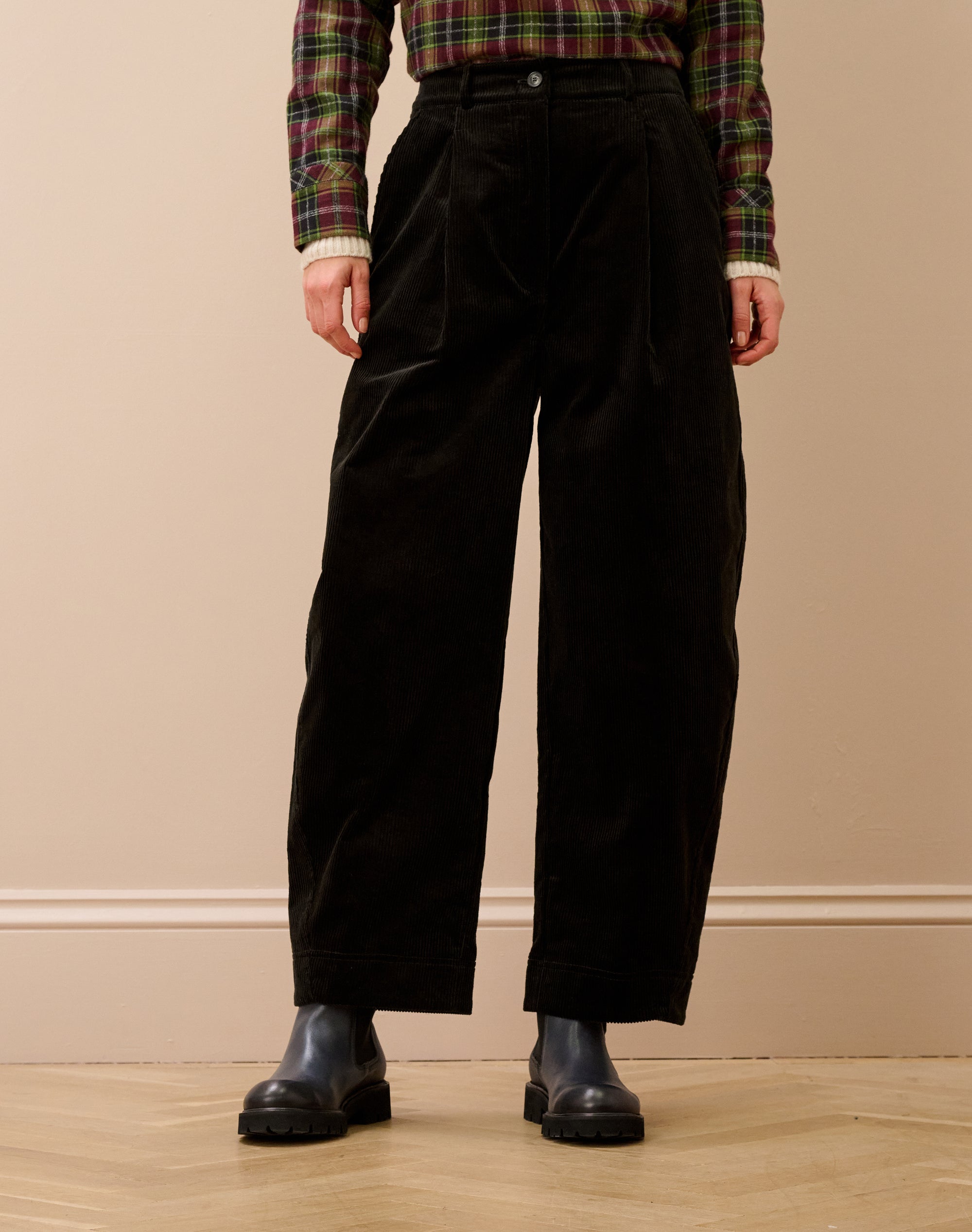 Organic Corduroy Barrel Leg Trousers