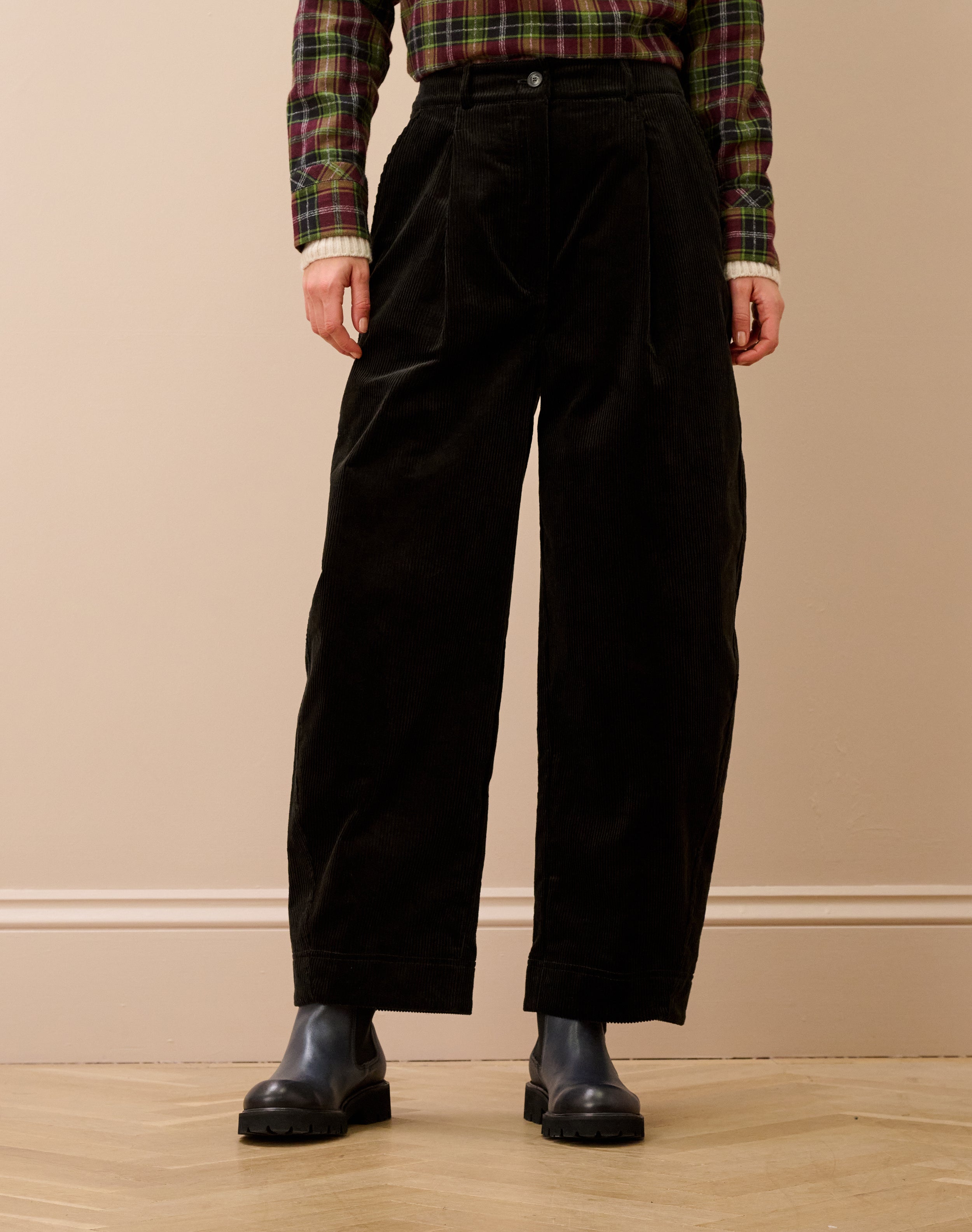 Organic Corduroy Barrel Leg Trousers