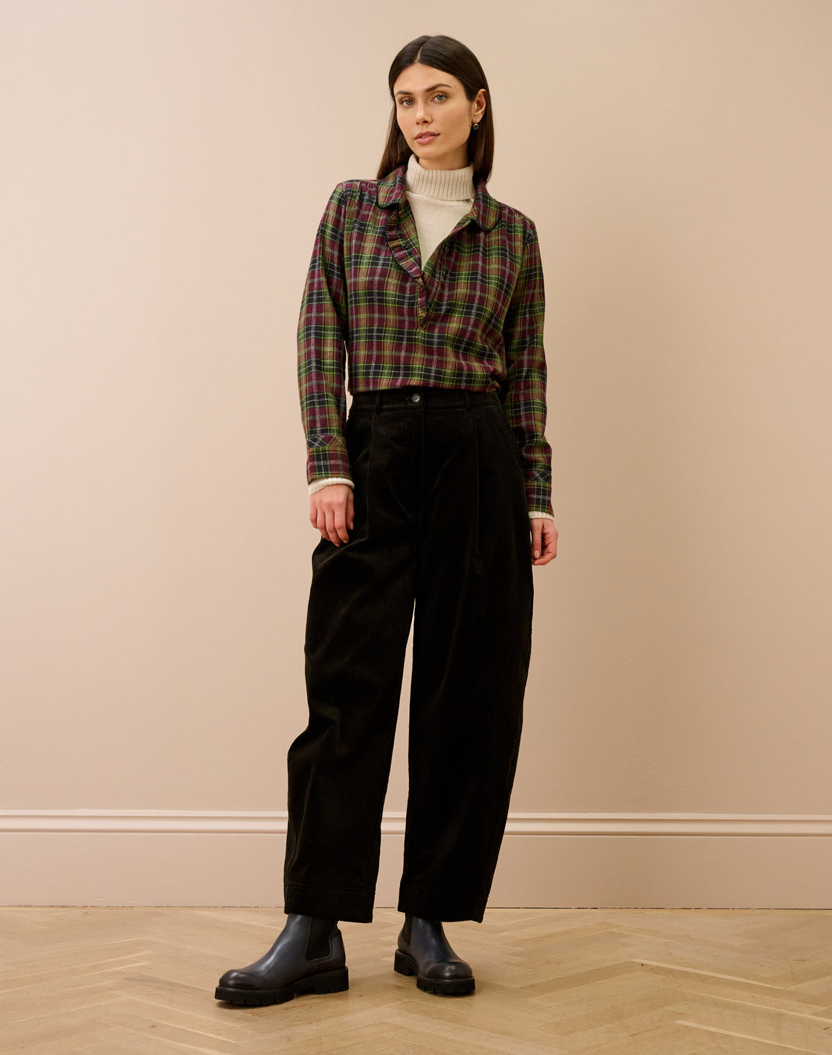 Organic Corduroy Barrel Leg Trousers