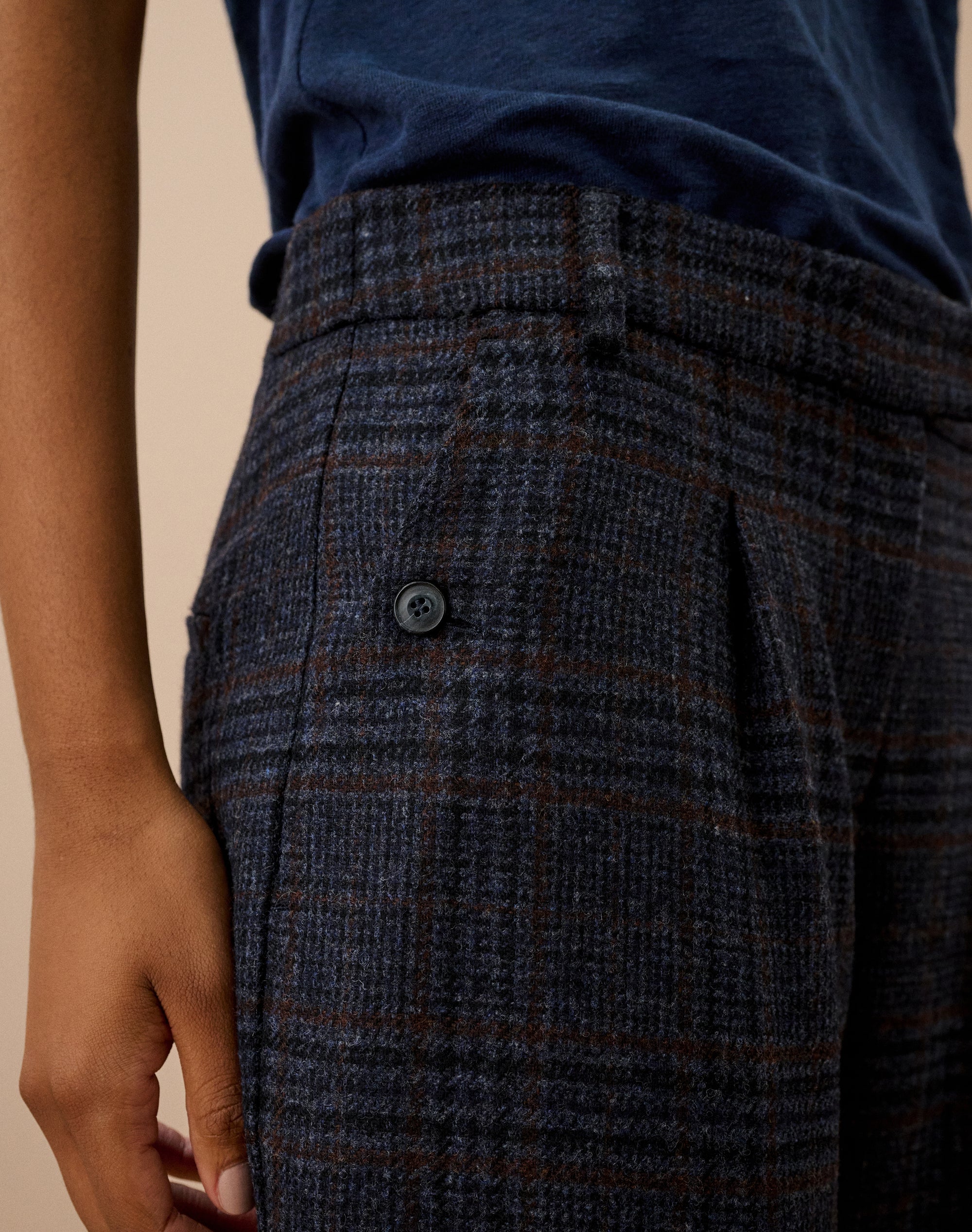 Check Wool Cropped Trousers