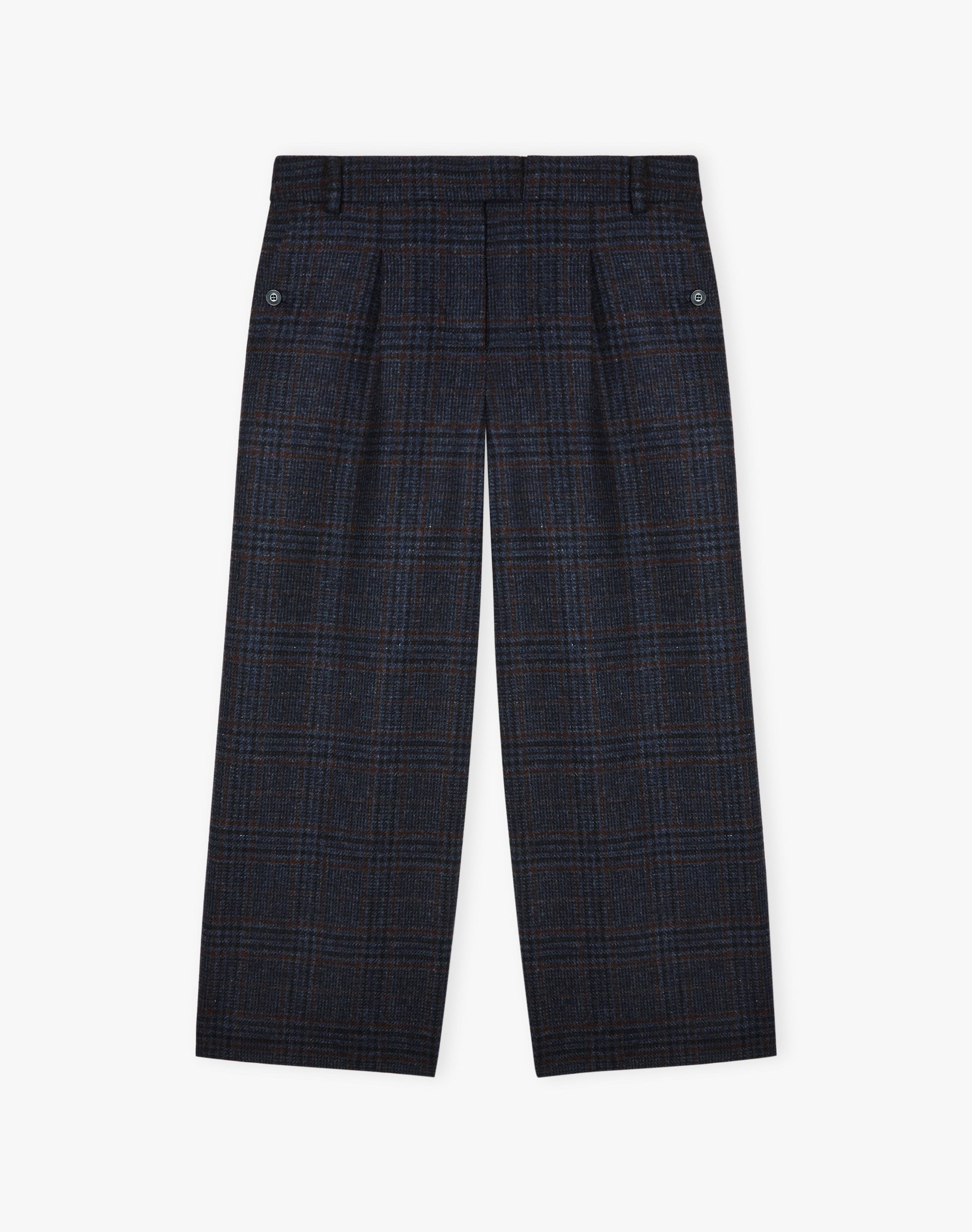 Check Wool Cropped Trousers