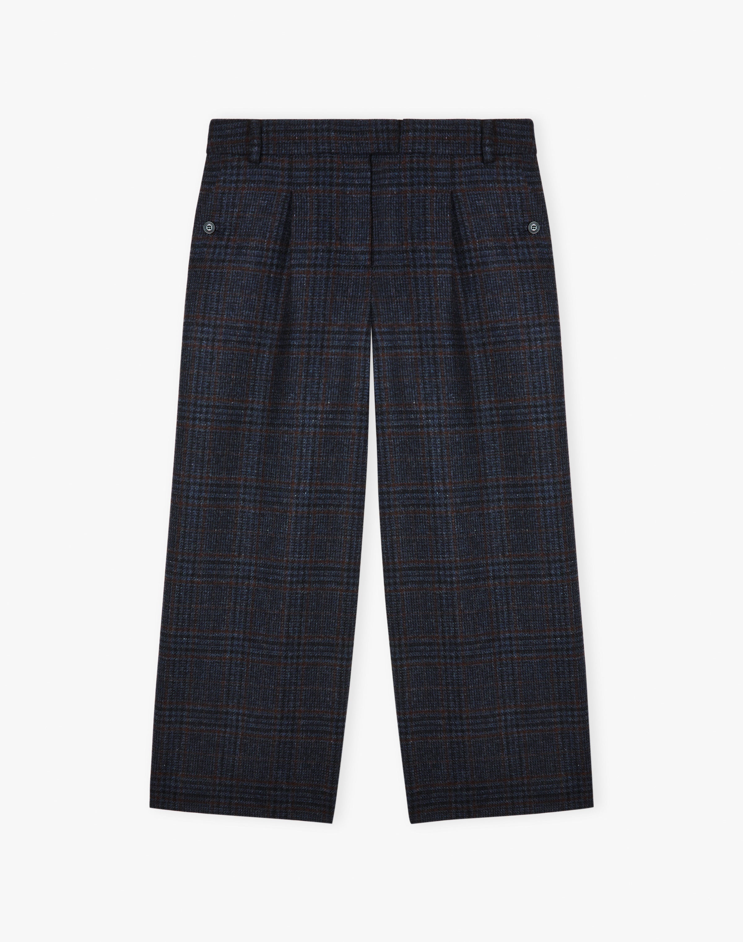 Check Wool Cropped Trousers
