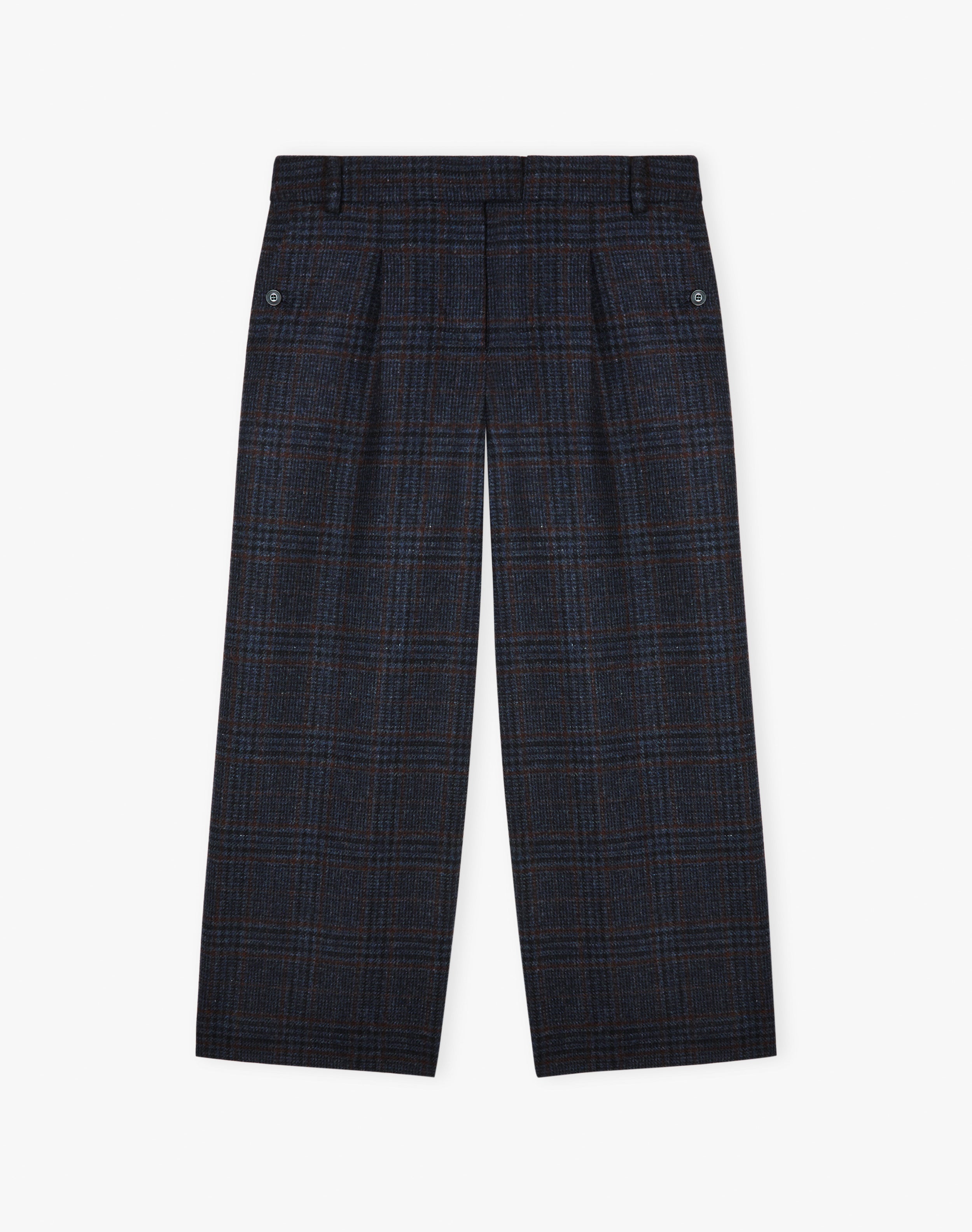 Check Wool Cropped Trousers