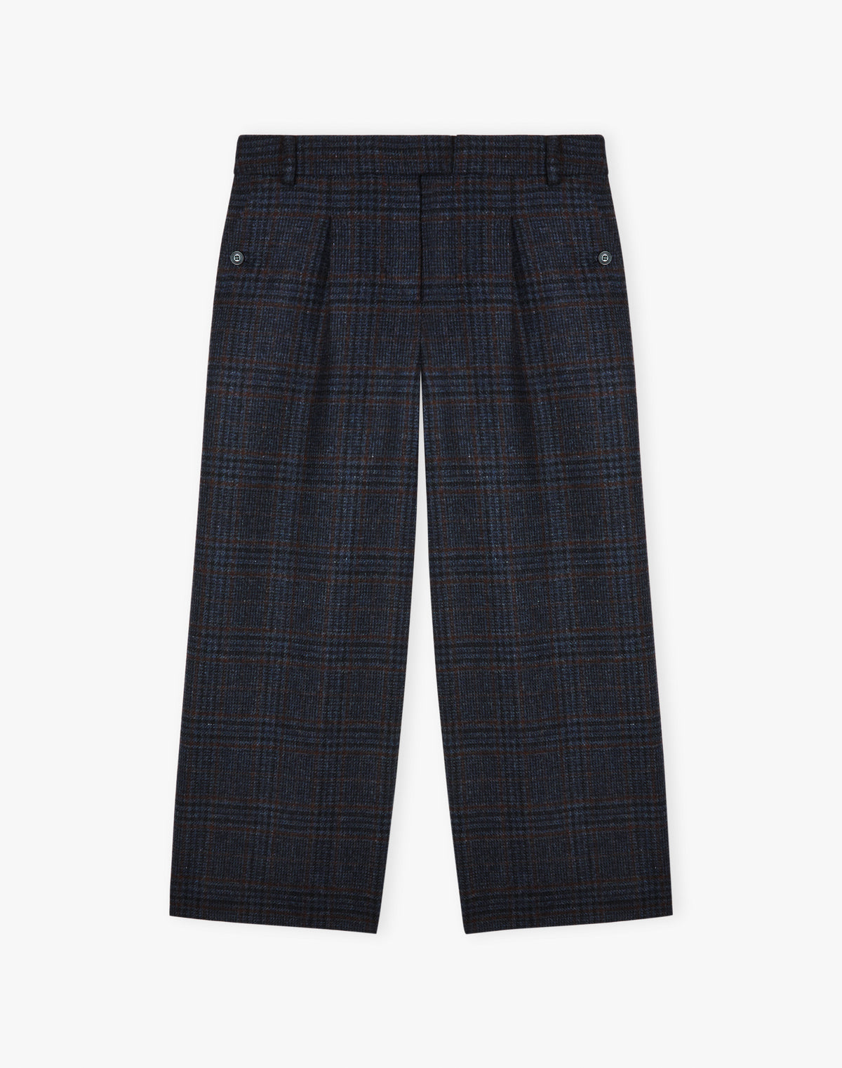 Check Wool Cropped Trousers