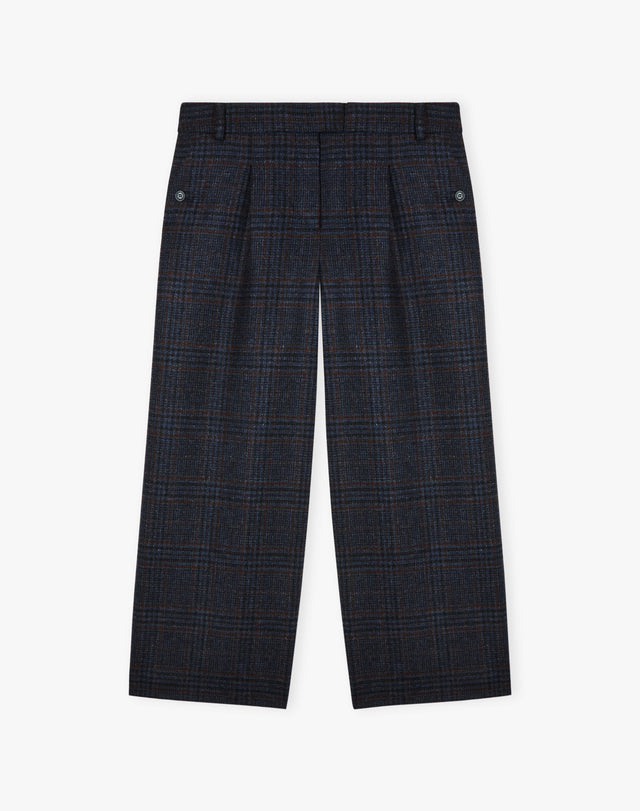 Check Wool Cropped Trousers