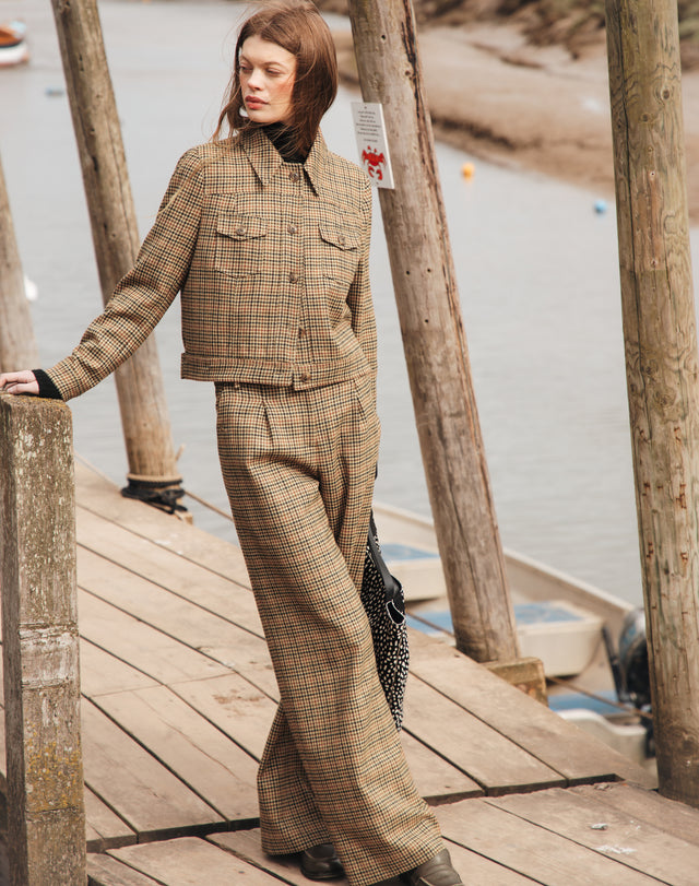 Houndstooth Wool Trousers