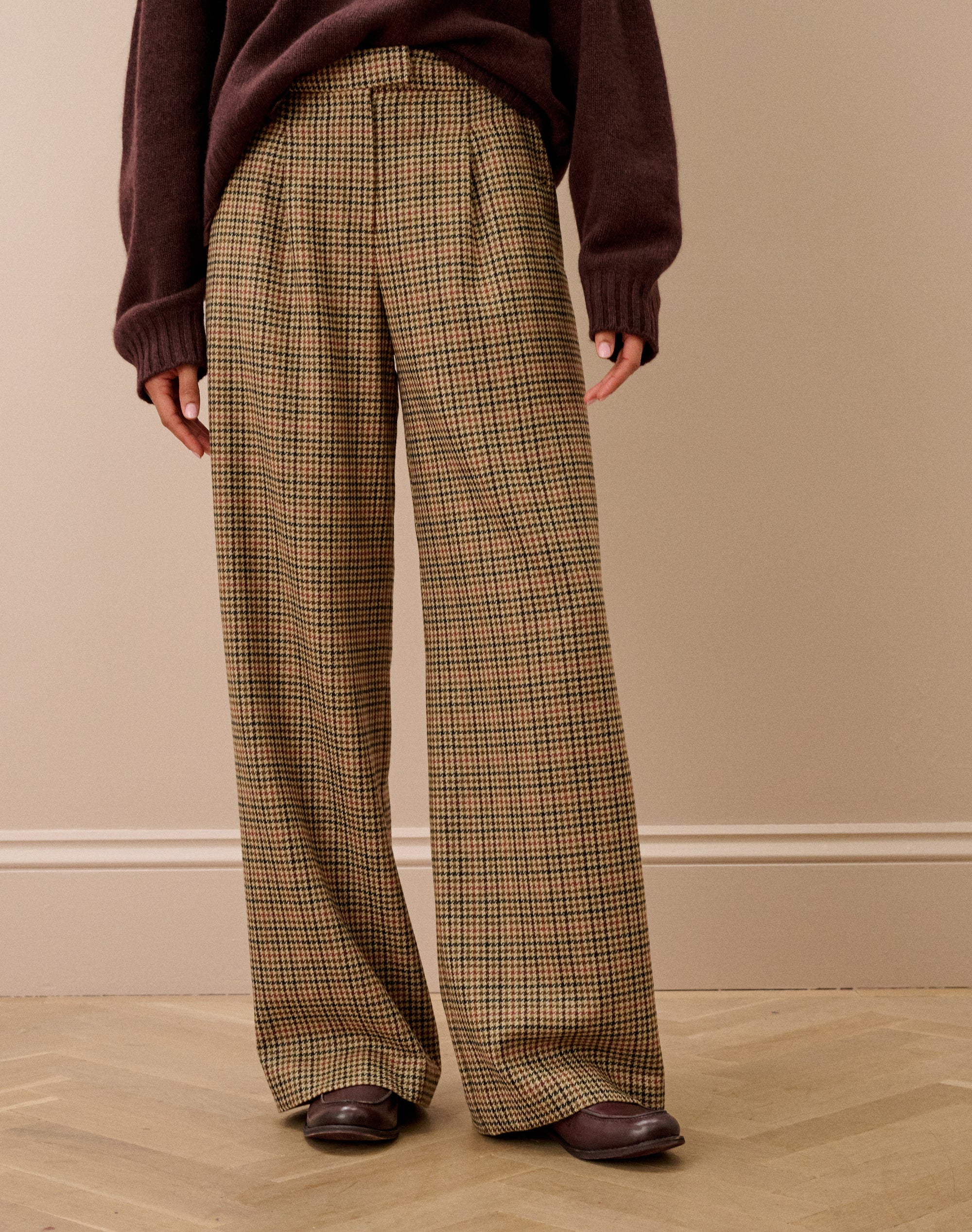 Houndstooth Wool Trousers