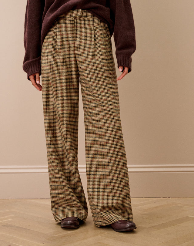 Houndstooth Wool Trousers
