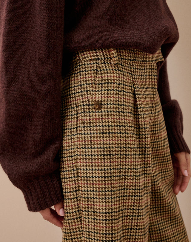 Houndstooth Wool Trousers