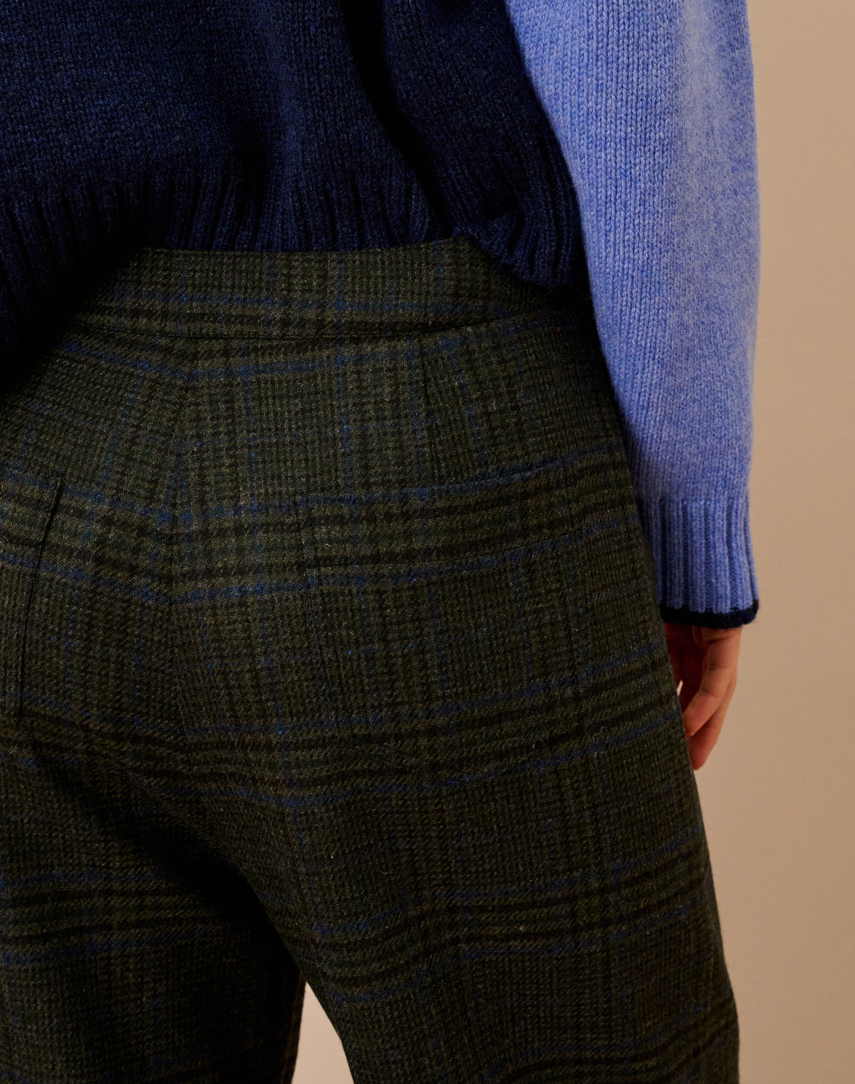 Check Wool Wide Leg Trousers