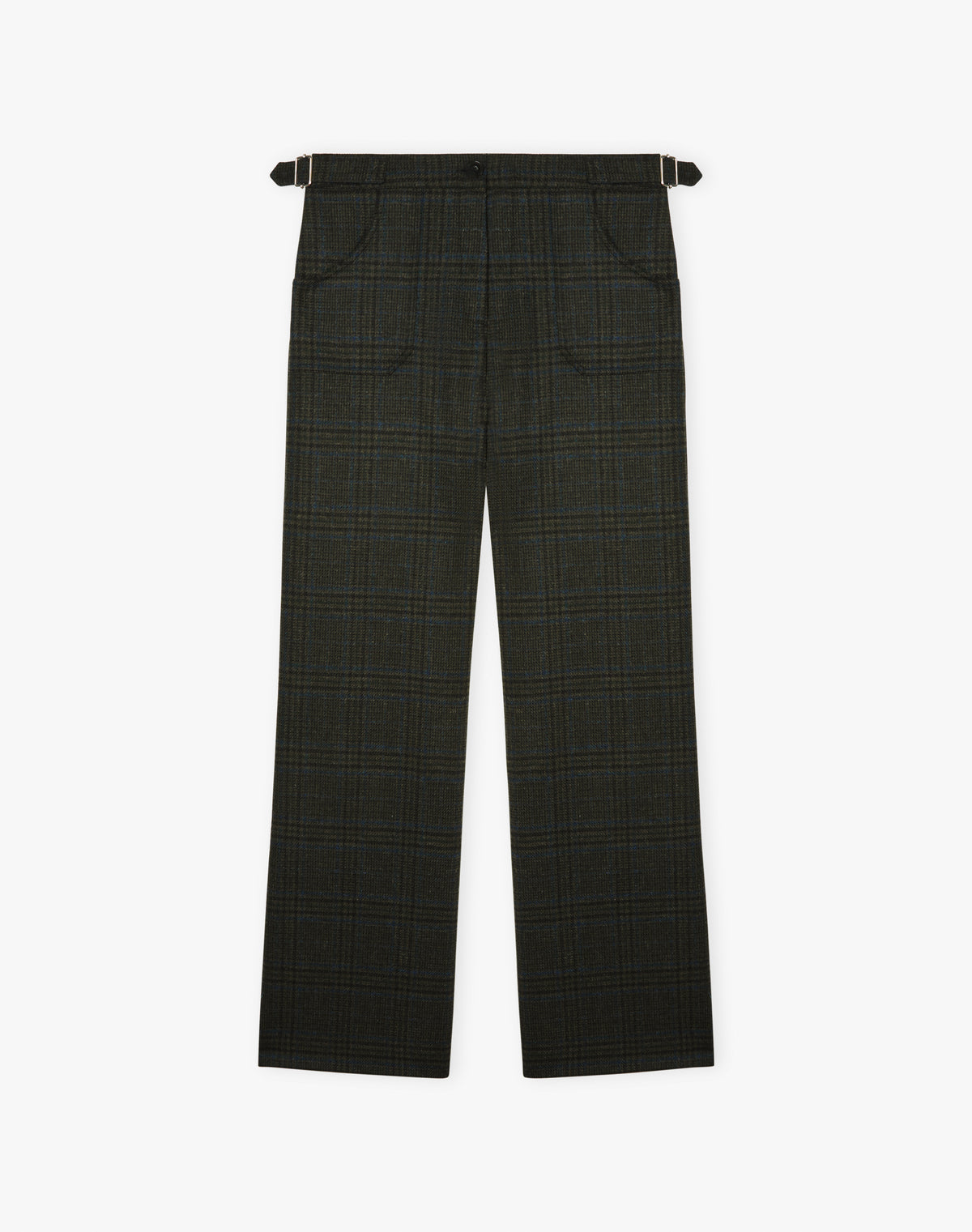 Check Wool Wide Leg Trousers