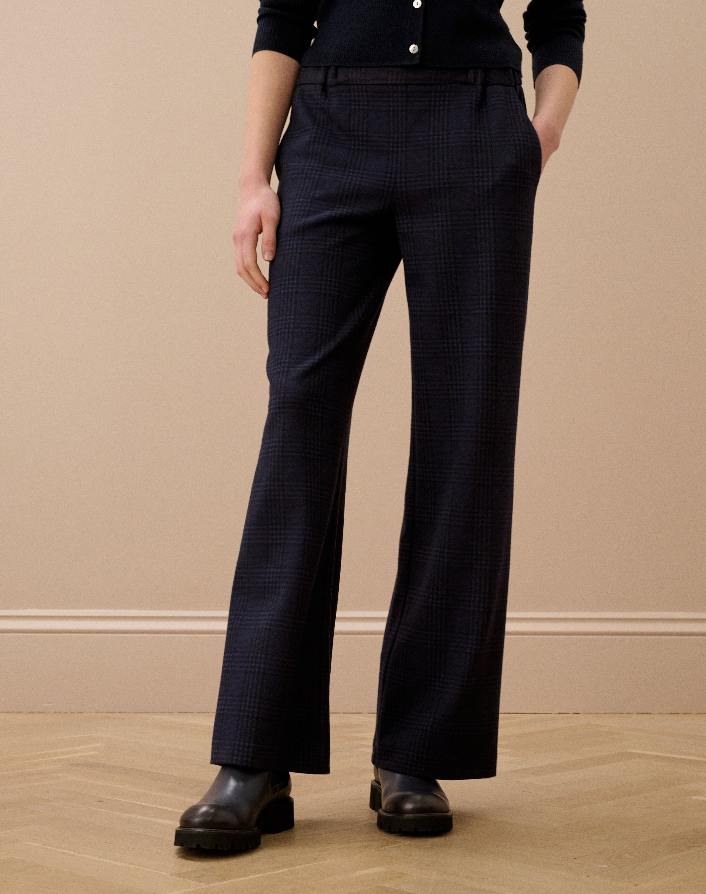 Textured Check Pull On Trousers