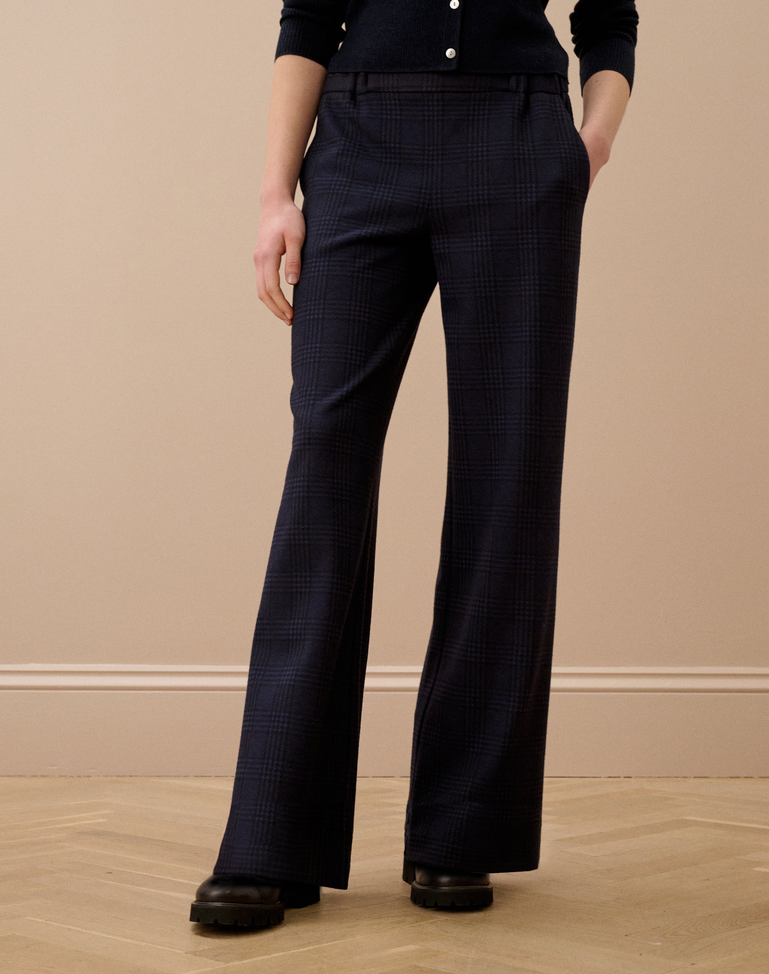 Textured Check Pull On Trousers