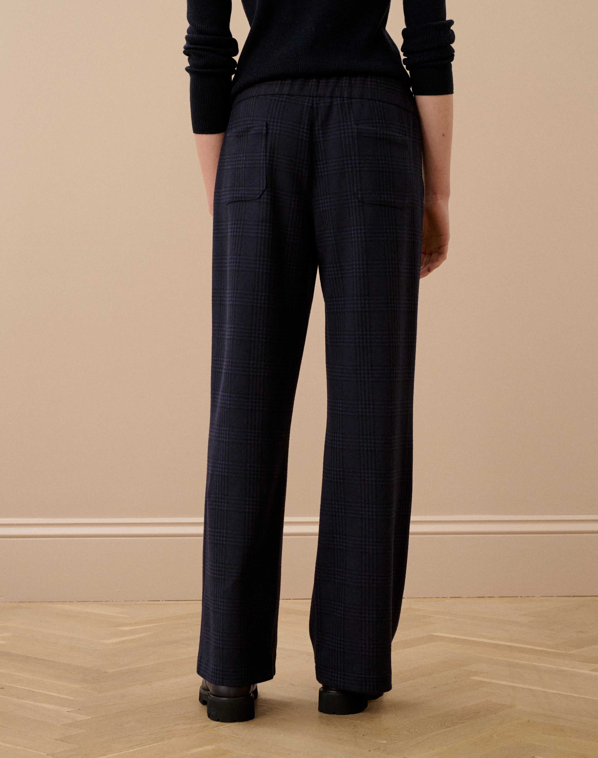 Textured Check Pull On Trousers