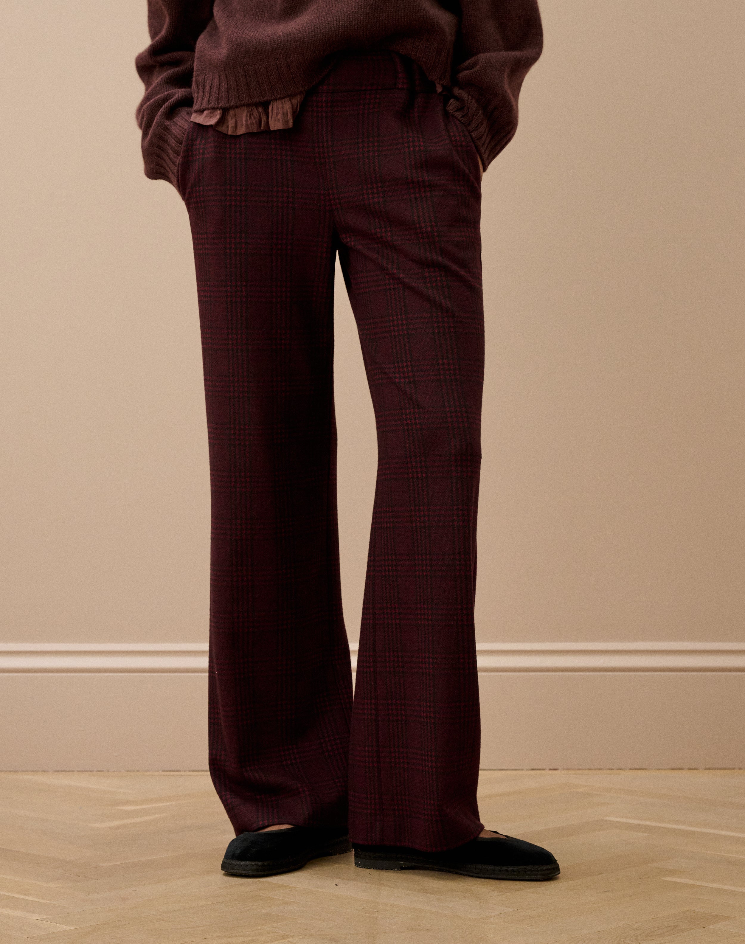 Textured Check Pull On Trousers