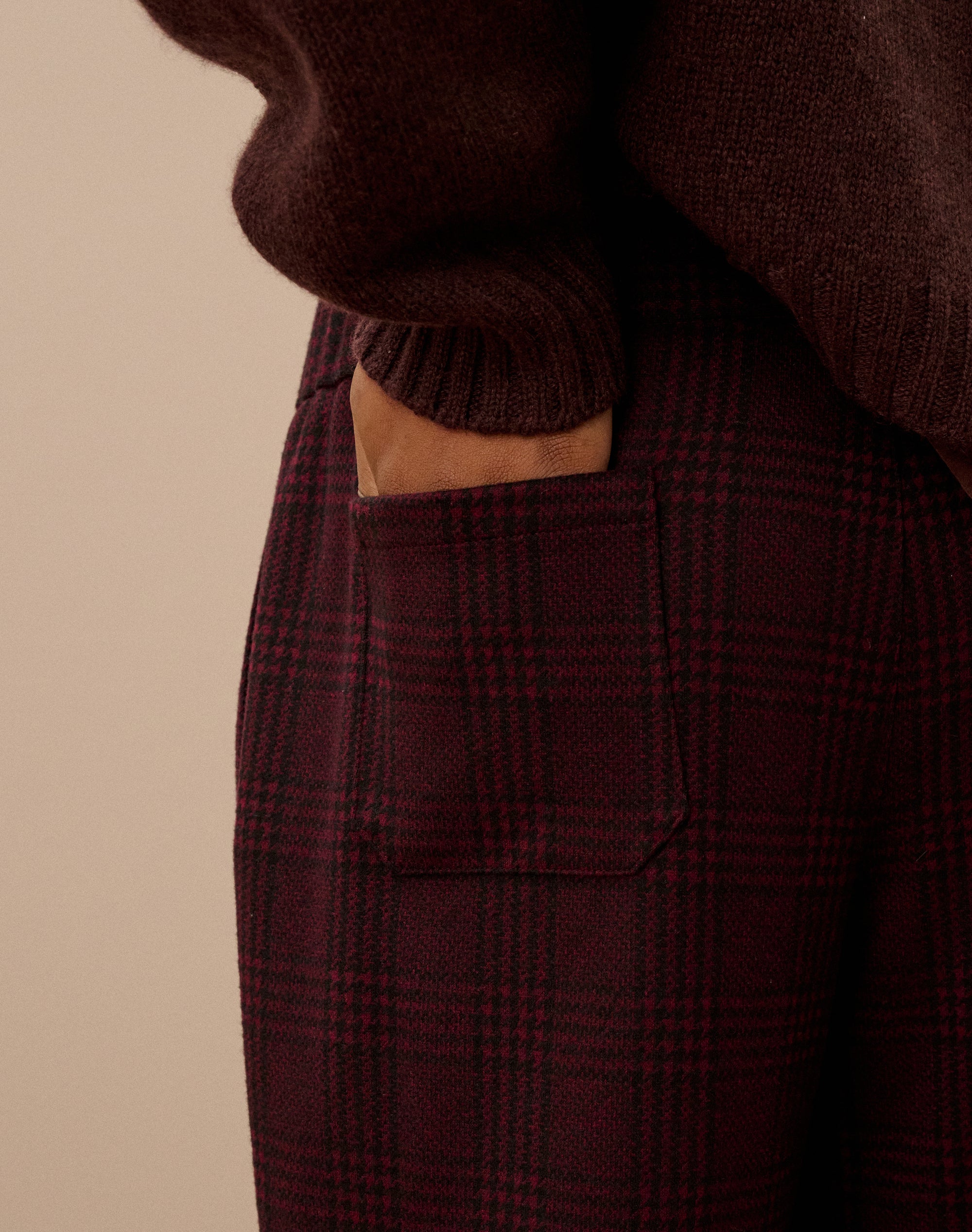 Textured Check Pull On Trousers