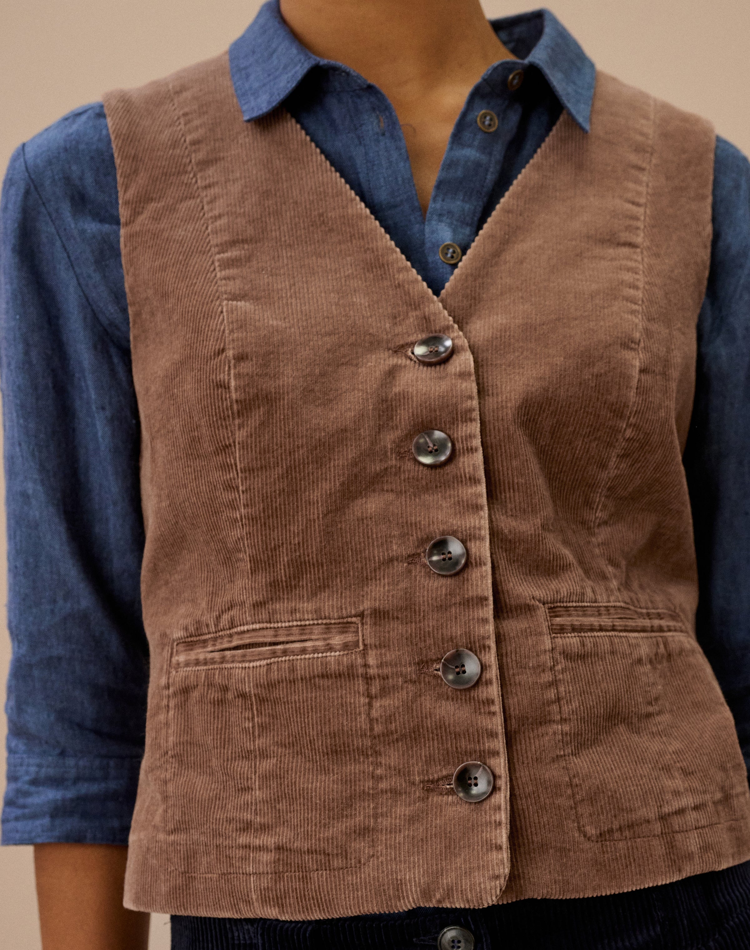 Laundered Organic Cord Waistcoat