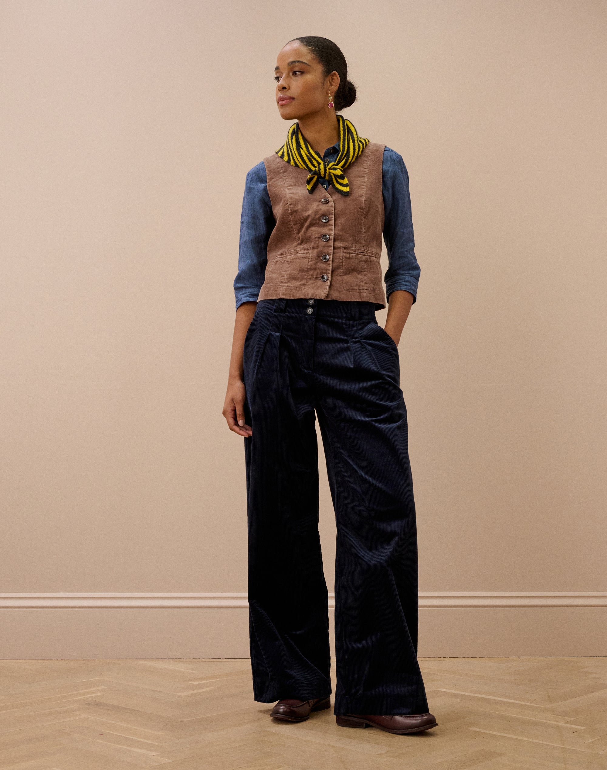 Laundered Organic Cord Waistcoat