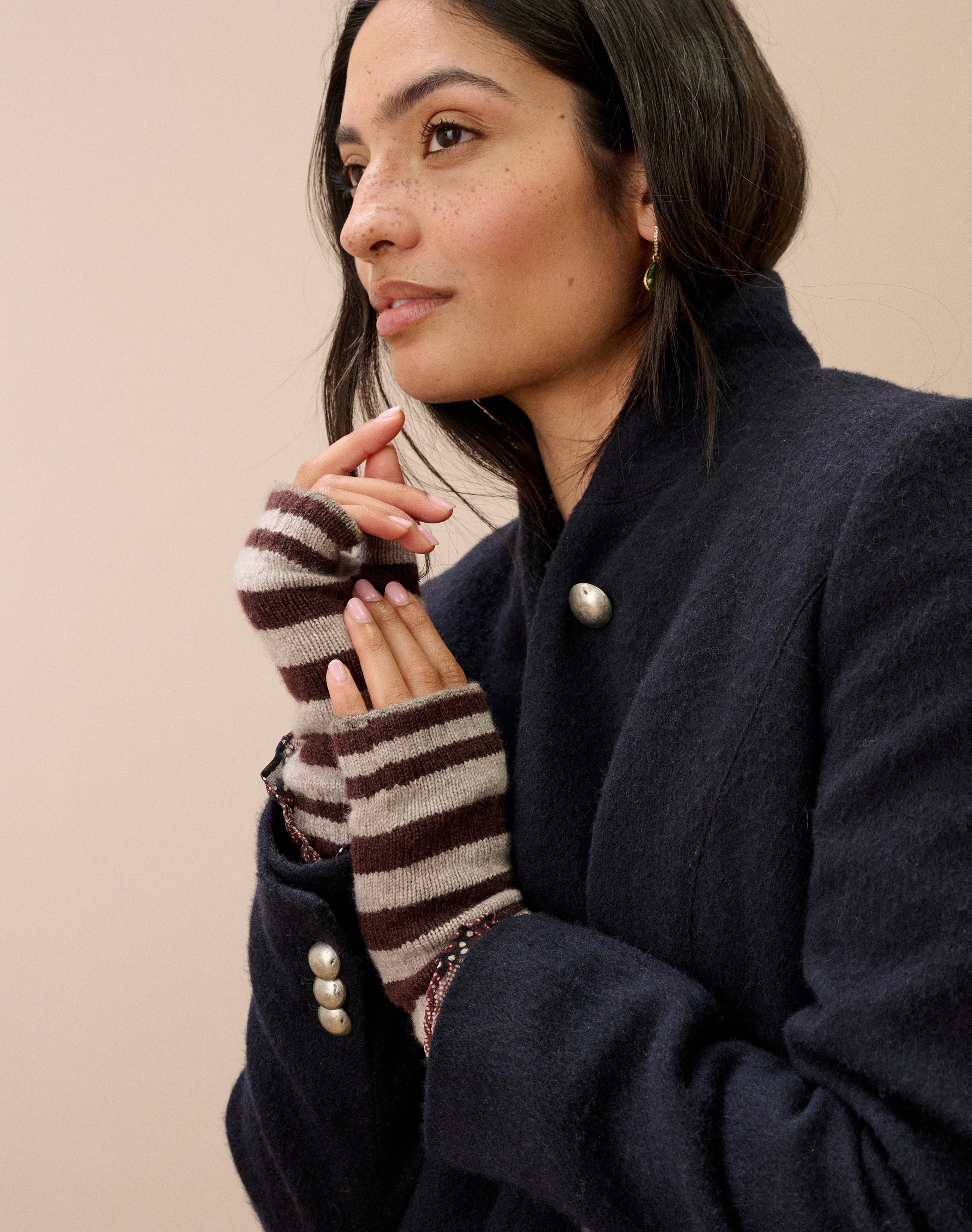 Cashmere Two Tone Stripe Wristwarmers