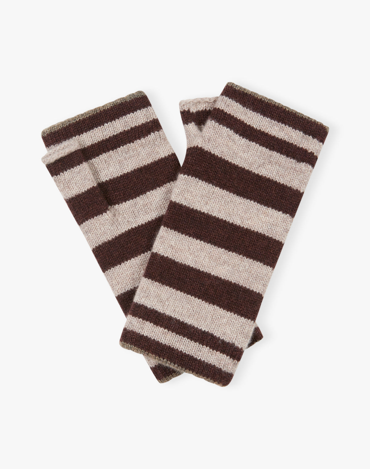 Cashmere Two Tone Stripe Wristwarmers