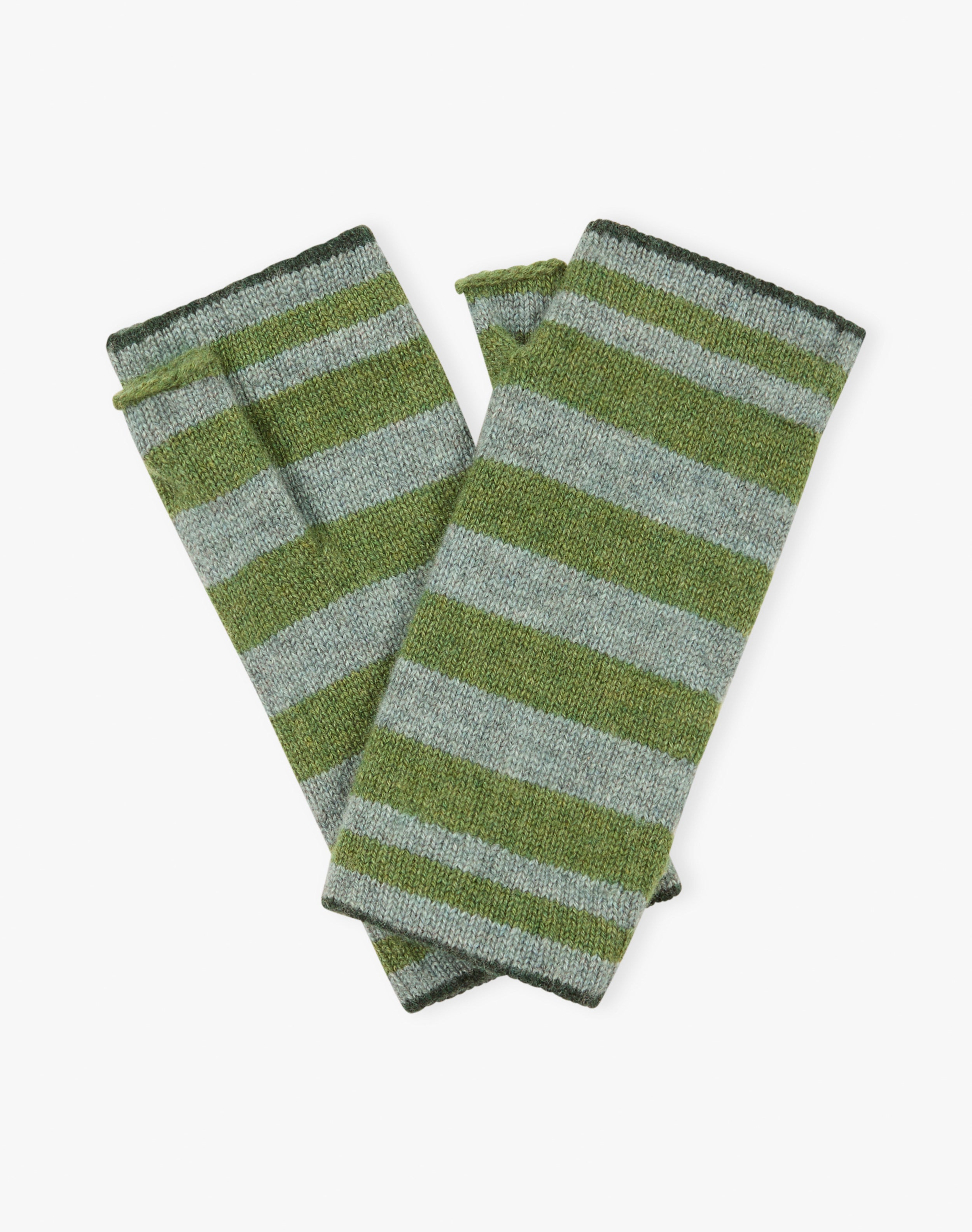 Cashmere Two Tone Stripe Wristwarmers