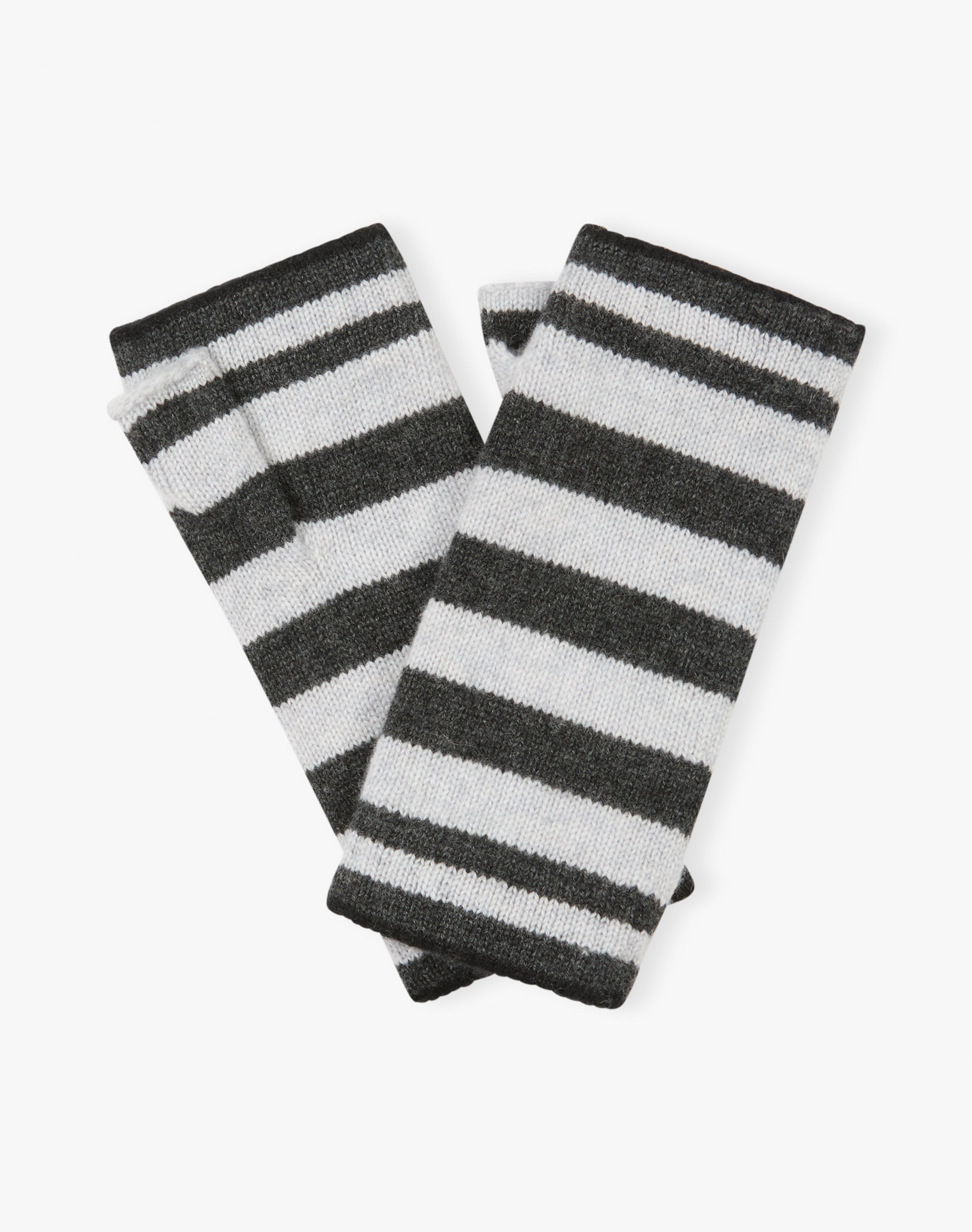 Cashmere Two Tone Stripe Wristwarmers