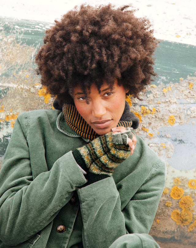 Women's Cashmere Folk Fingerless Gloves